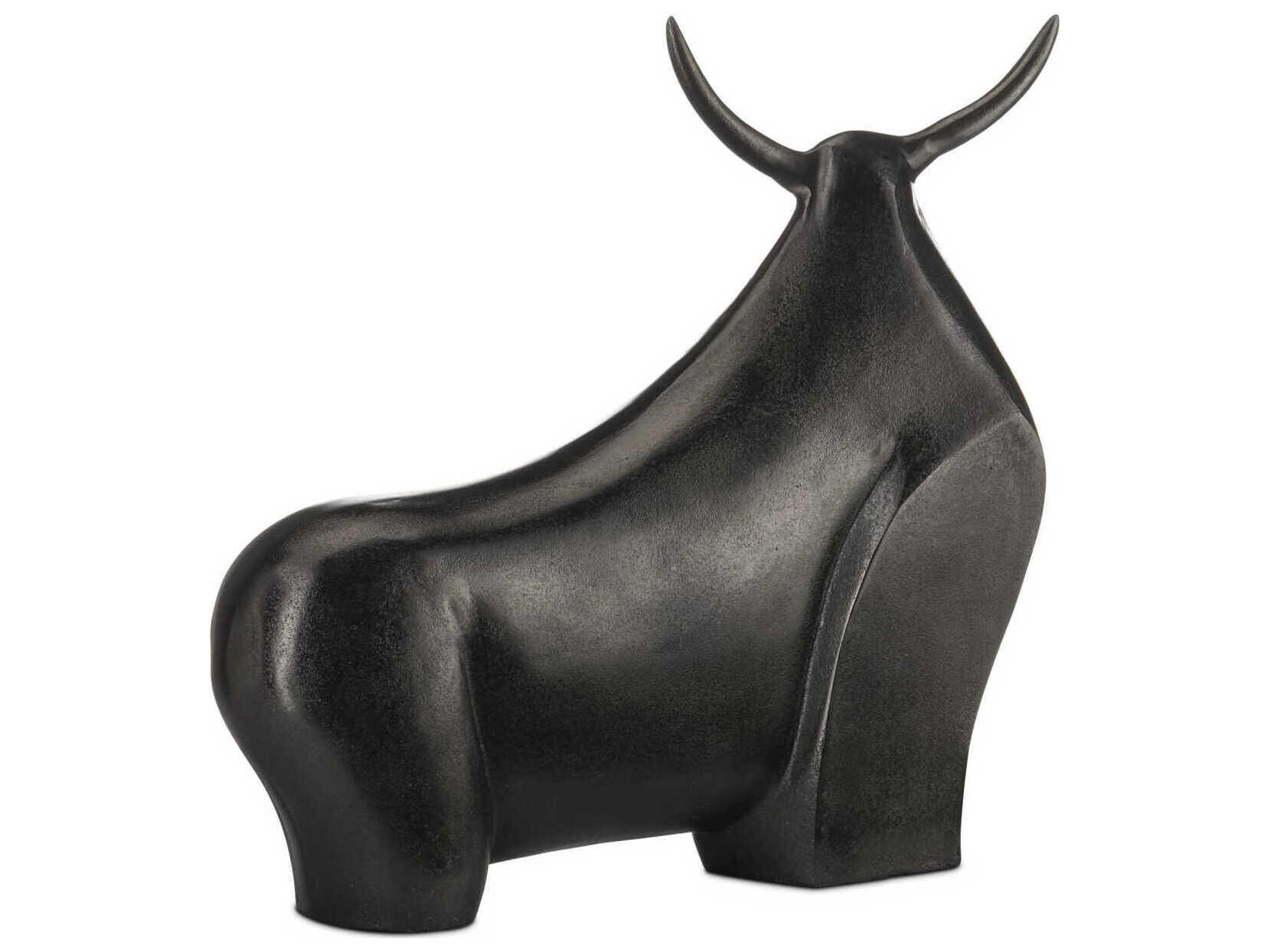 Currey & Company Graphite Ferdinand Bull Sculpture