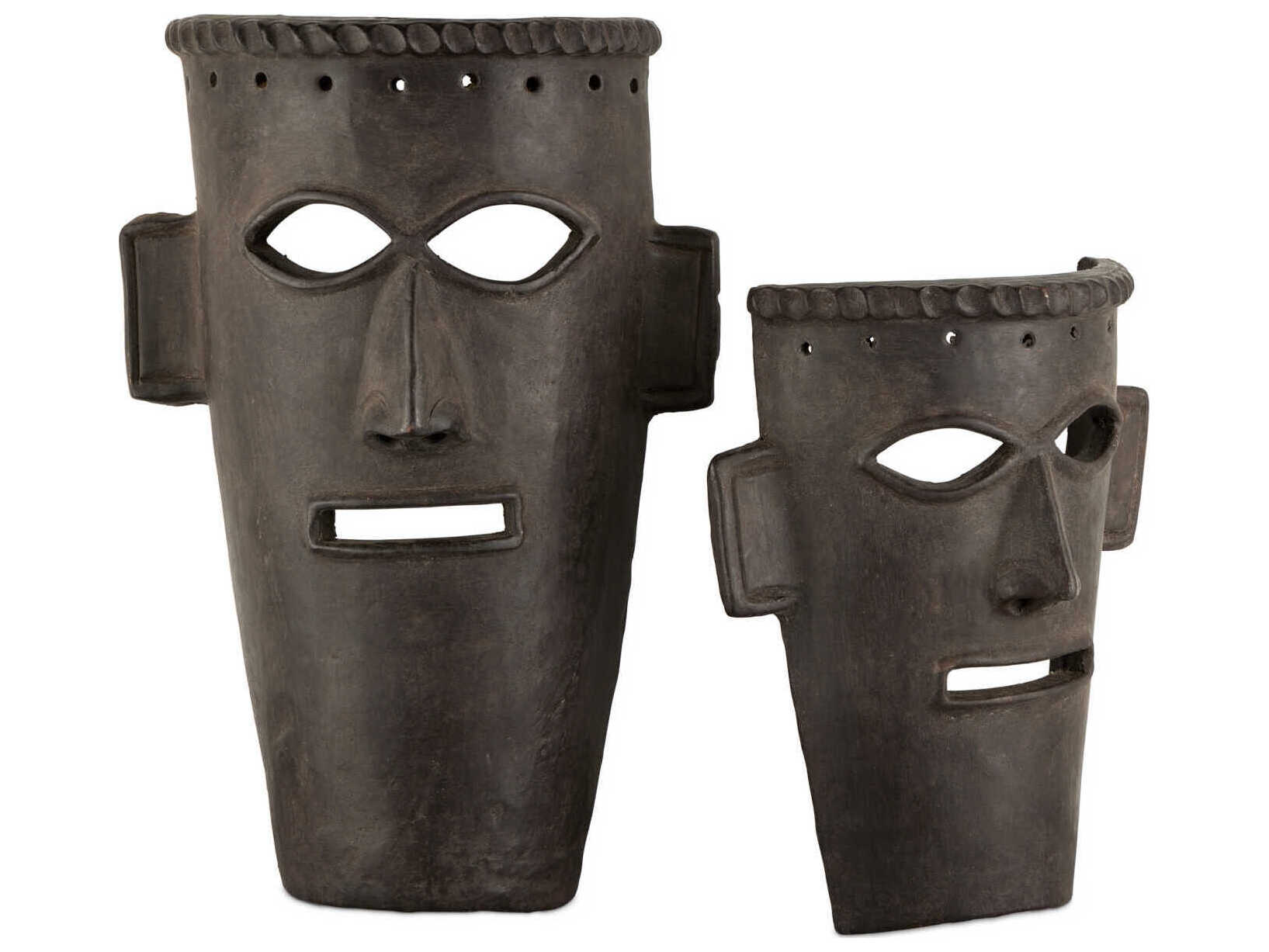 Currey & Company Etu Mask Sculpture Set of 2