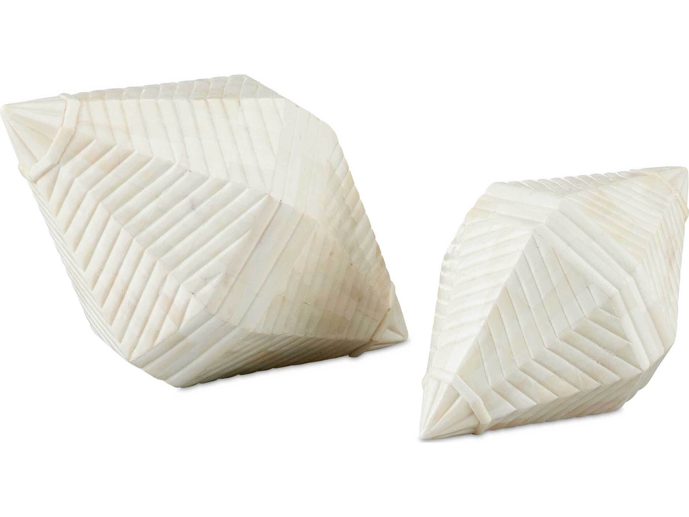 Currey & Company Pavi Bone Prism Sculpture Set of 2