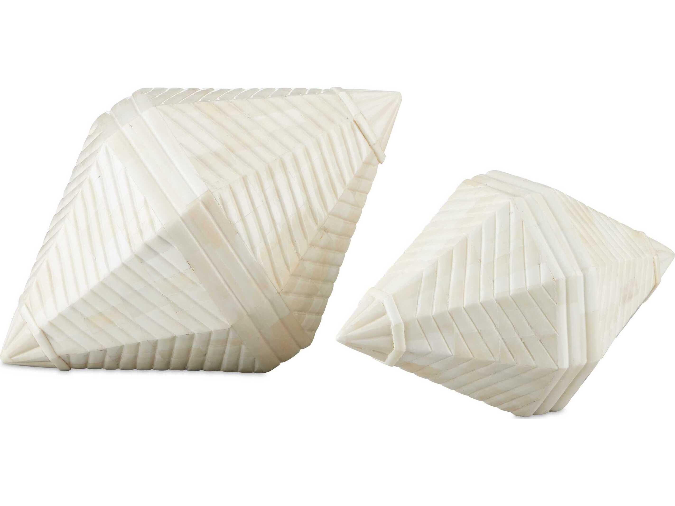 Currey & Company Pavi Bone Prism Sculpture Set of 2