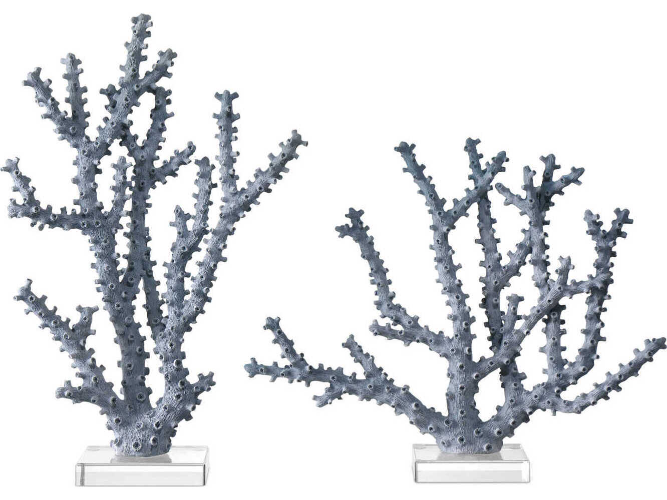 Currey & Company Blue Coral Sculpture Set of 2
