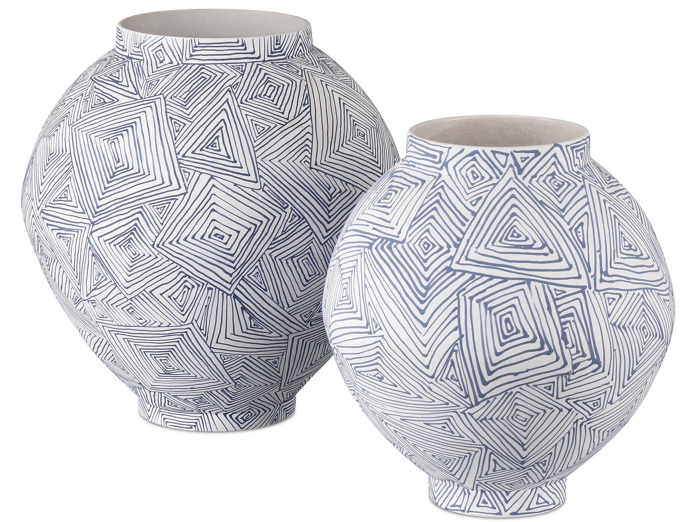 Currey & Company Blue White Vase