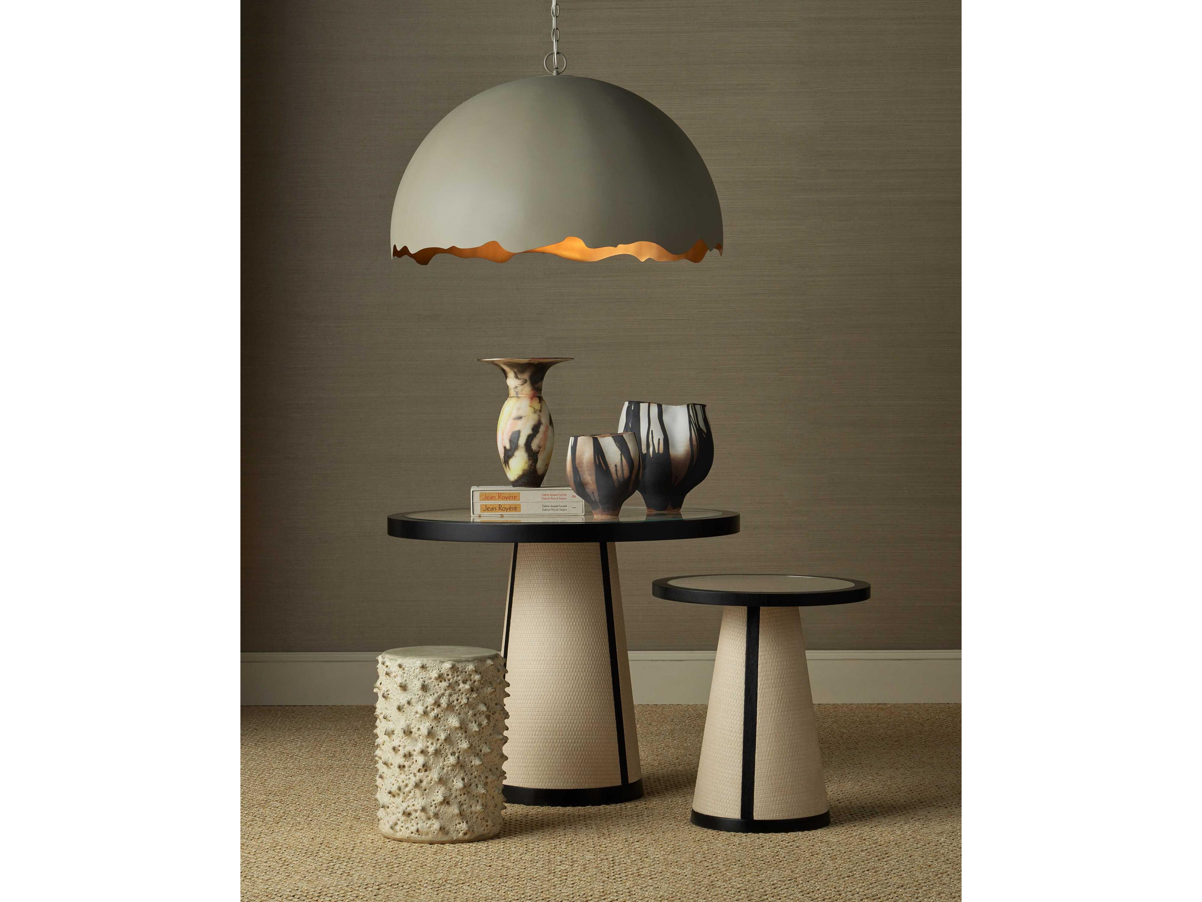 Currey & Company Celestial Black White Pale Green Red Vase