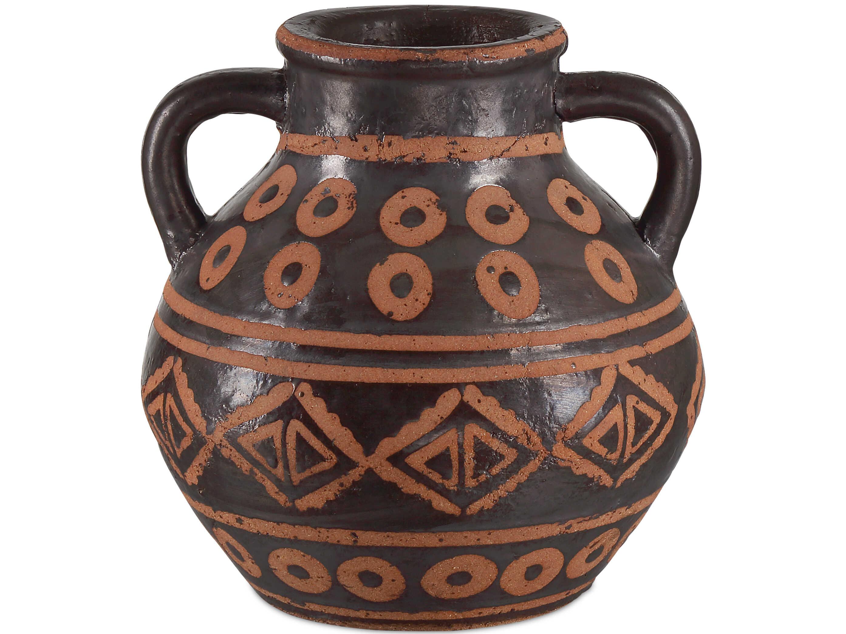 Currey & Company Nought Black Brown Vase Set of 2