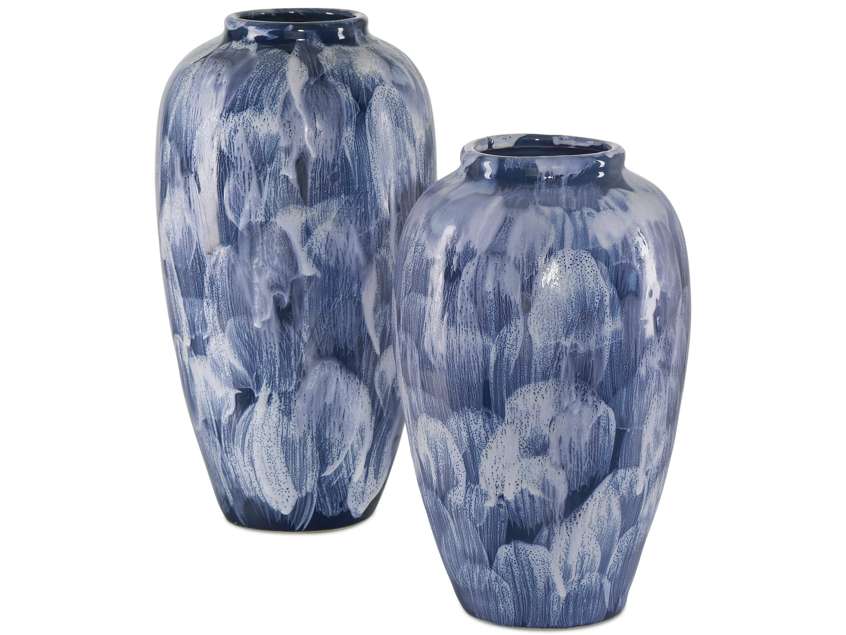 Currey & Company Pallas Blue White Vase Set of 2