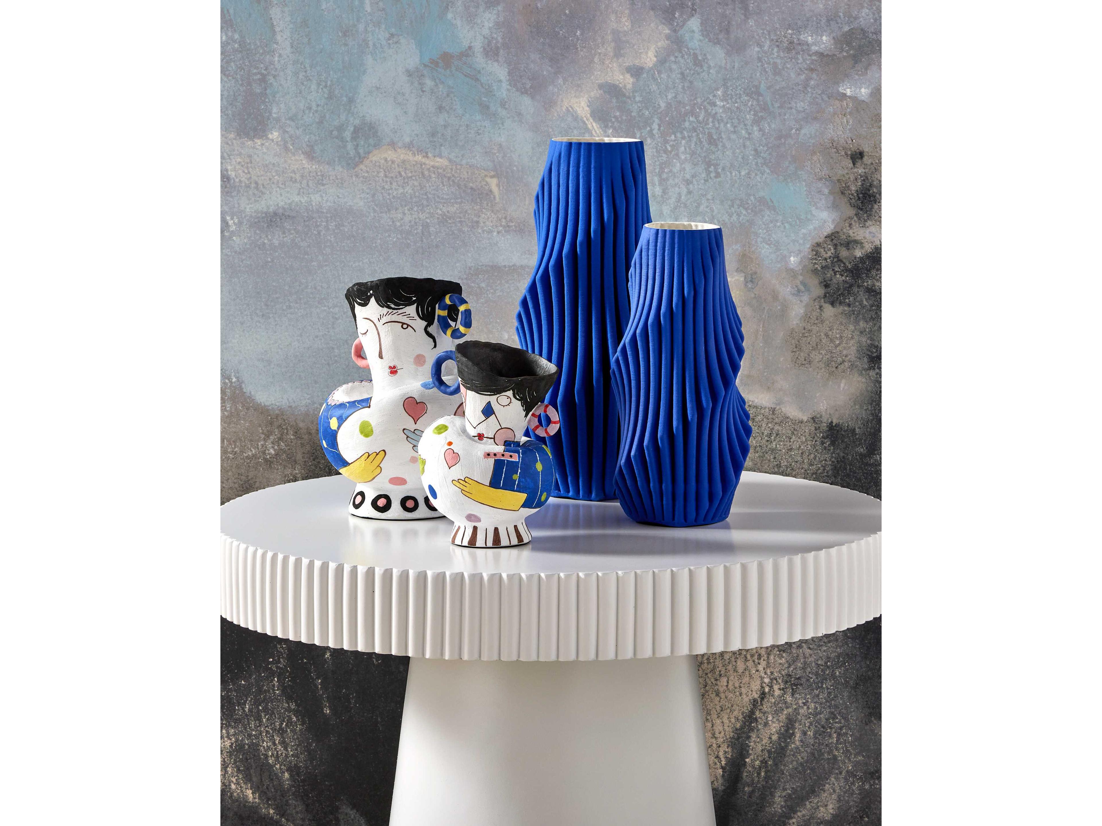 Currey & Company Cobalt Blue Pleat Vase