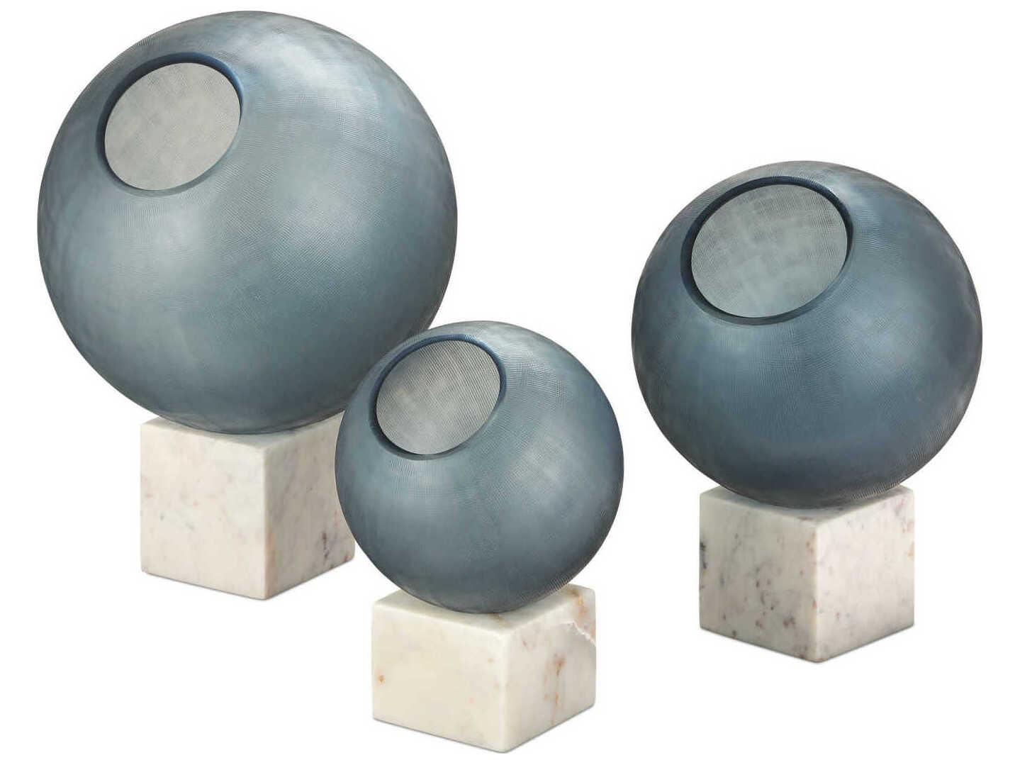 Currey & Company Fresno Blue Orb Set of 3