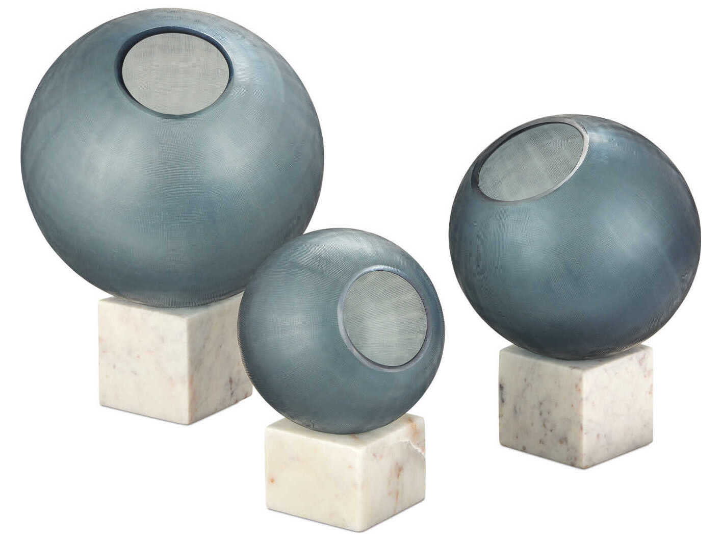 Currey & Company Fresno Blue Orb Set of 3