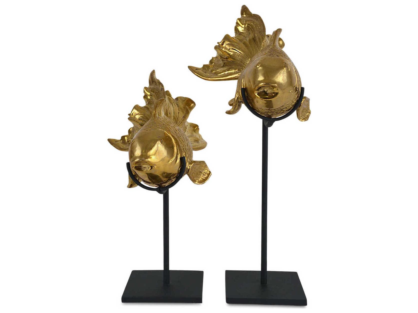 Currey & Company Goldfish Sculpture Set of 2