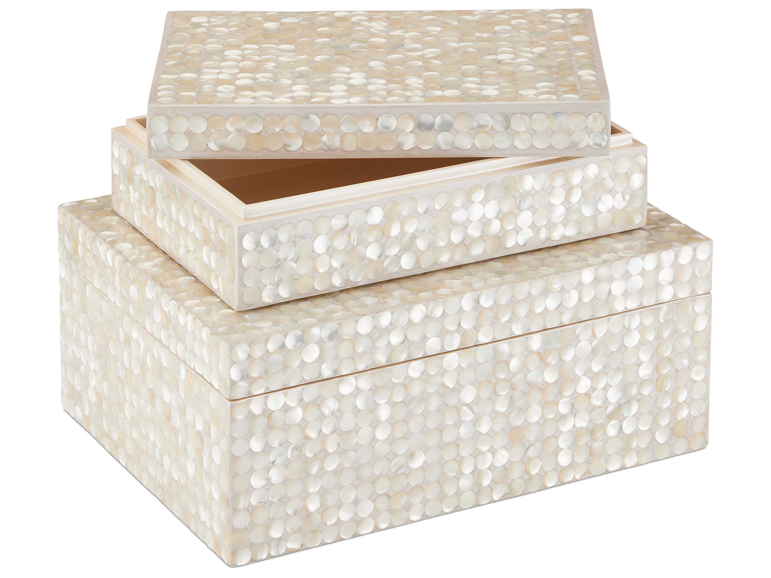 Currey & Company Natural Cream Gerri Dot Box Set of 2