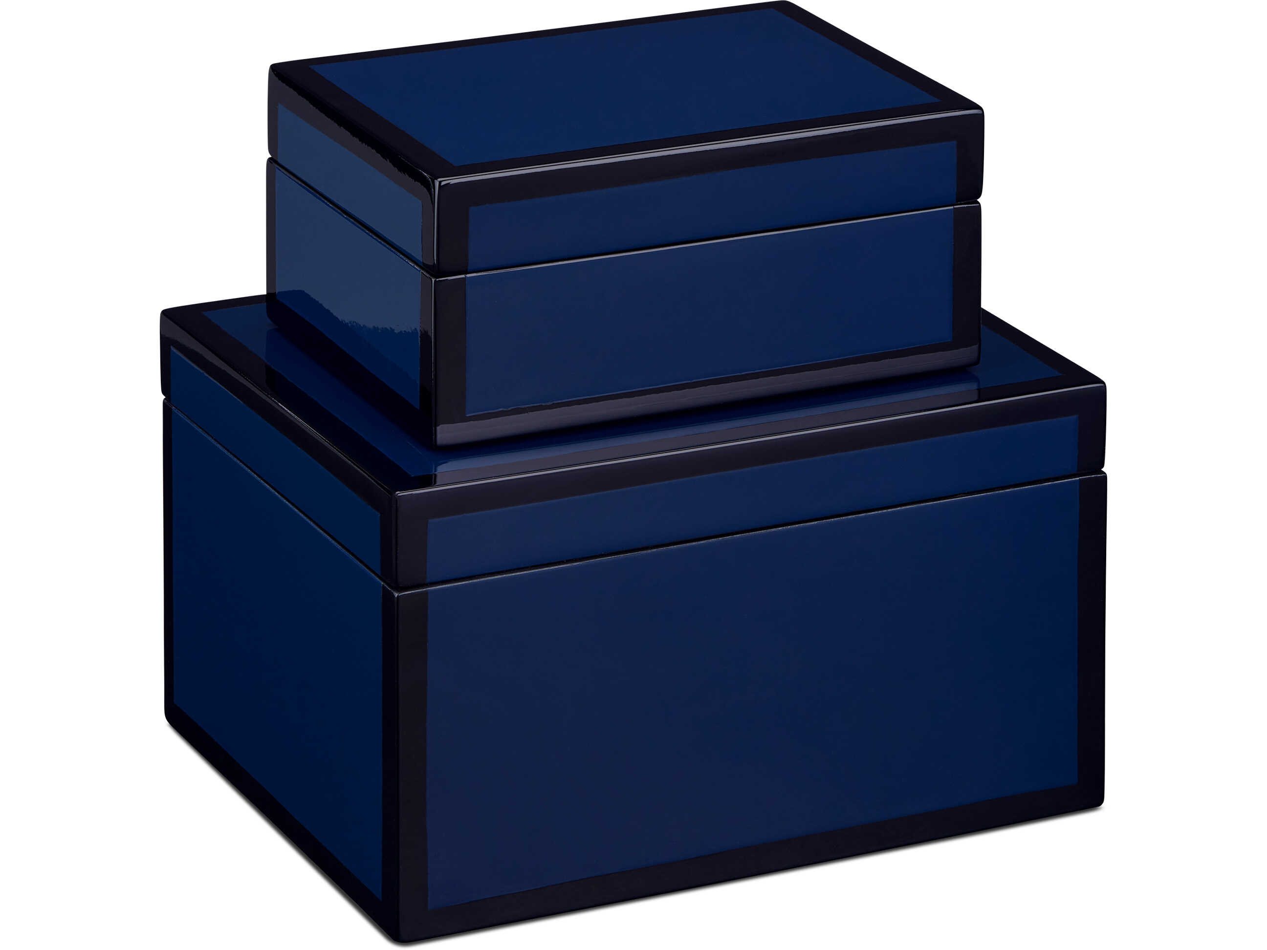 Currey & Company Navy Lacquer Box Set of 2