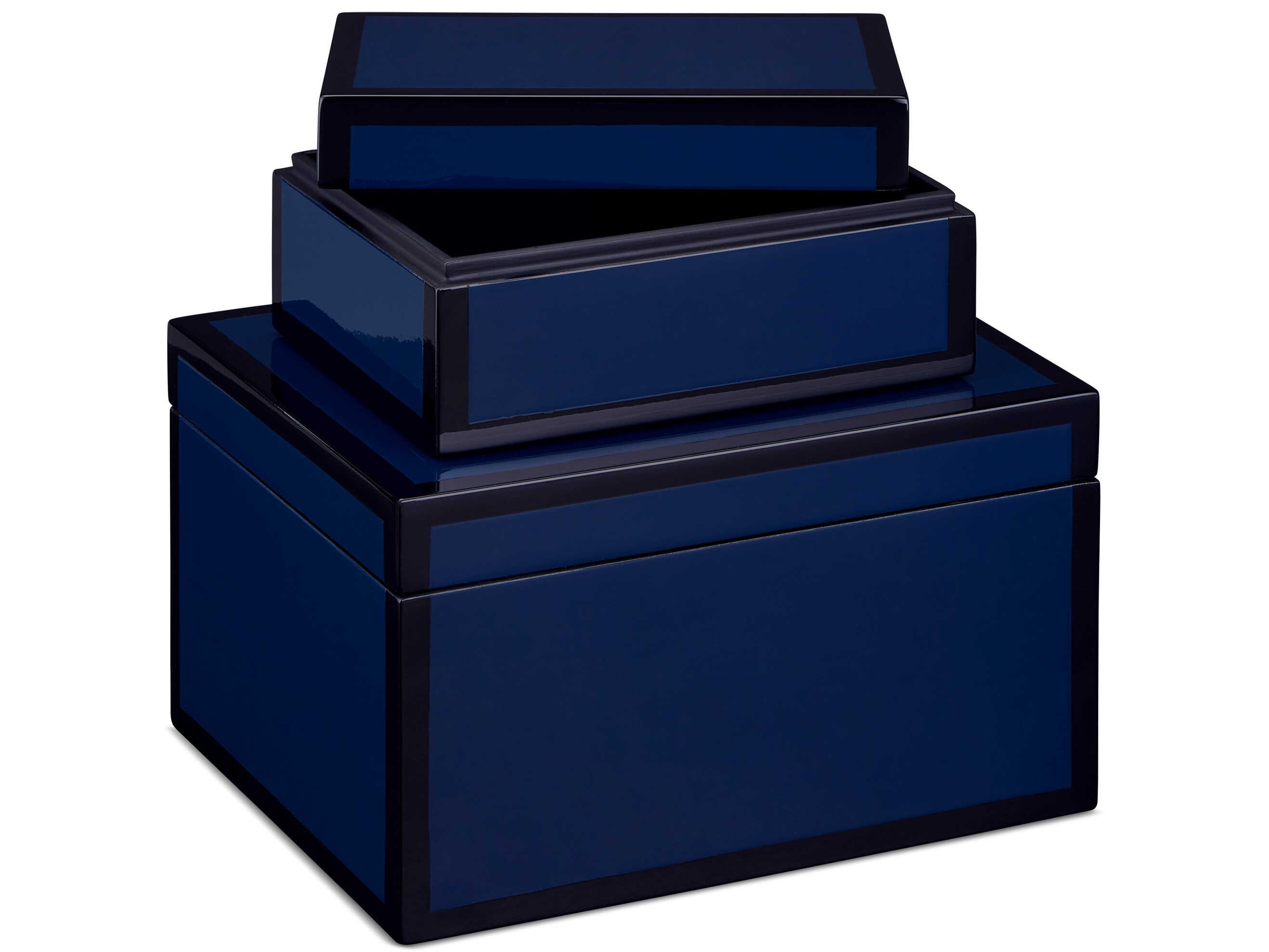 Currey & Company Navy Lacquer Box Set of 2