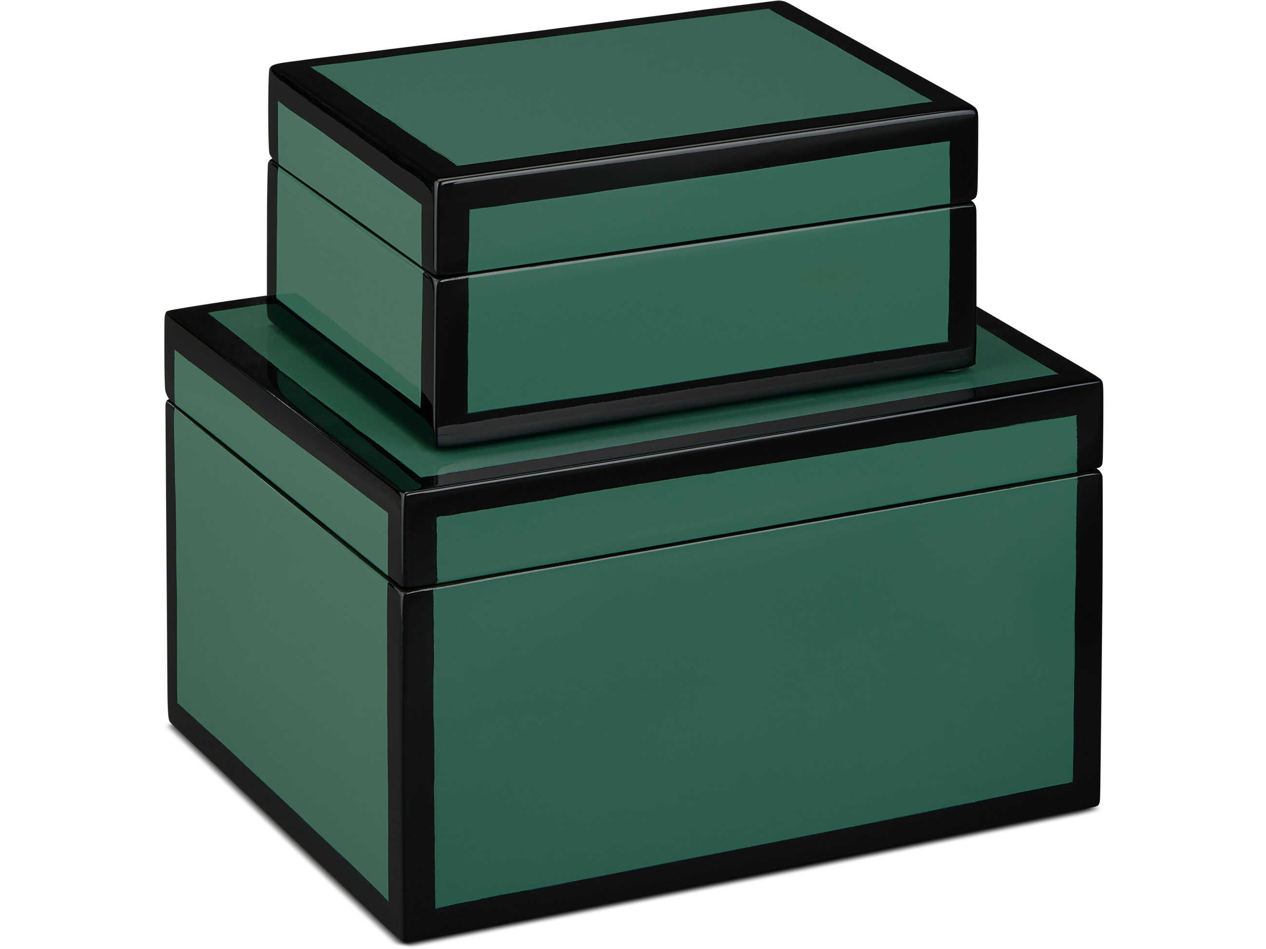 Currey & Company Green Lacquer Box Set of 2