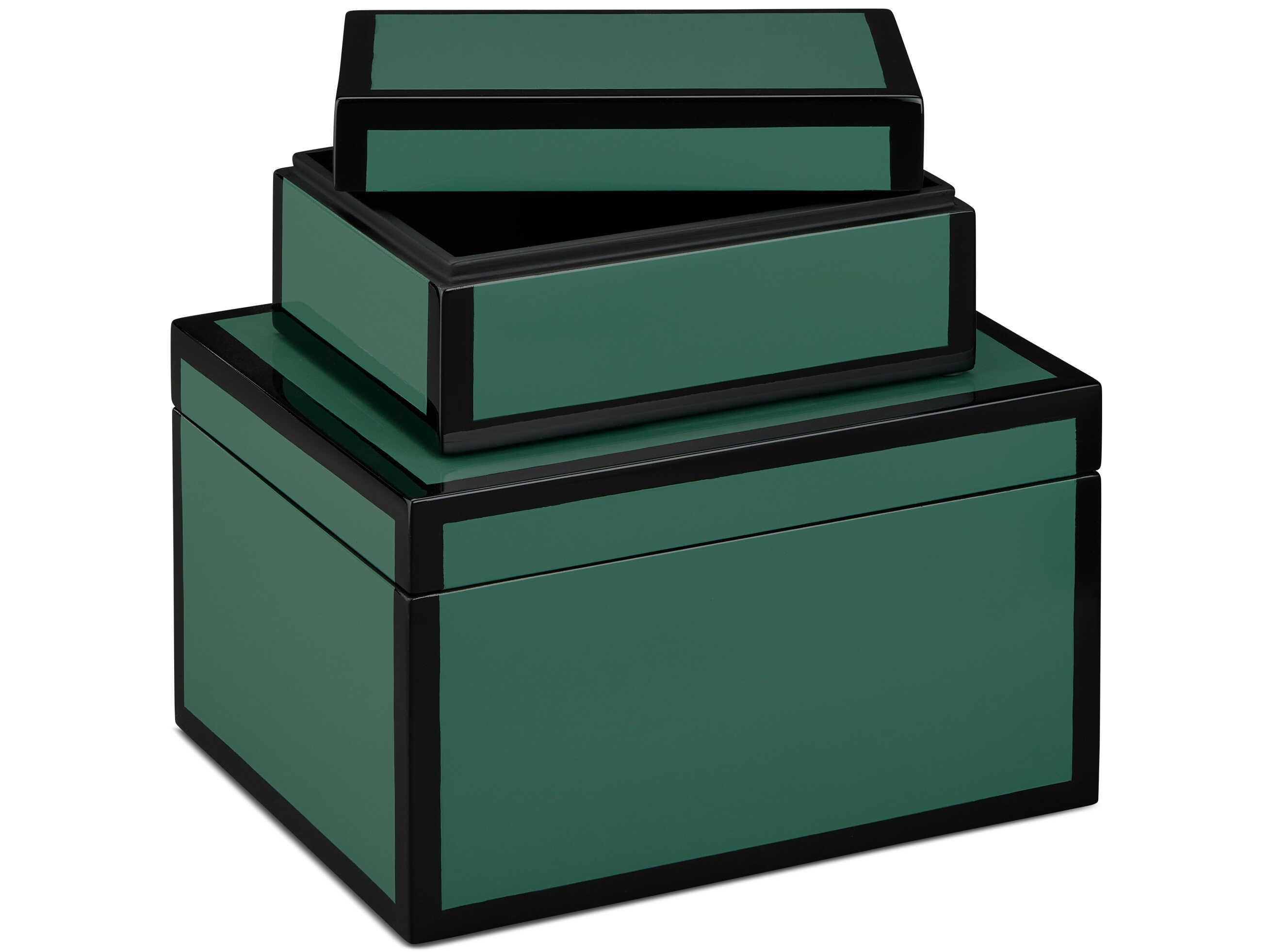 Currey & Company Green Lacquer Box Set of 2