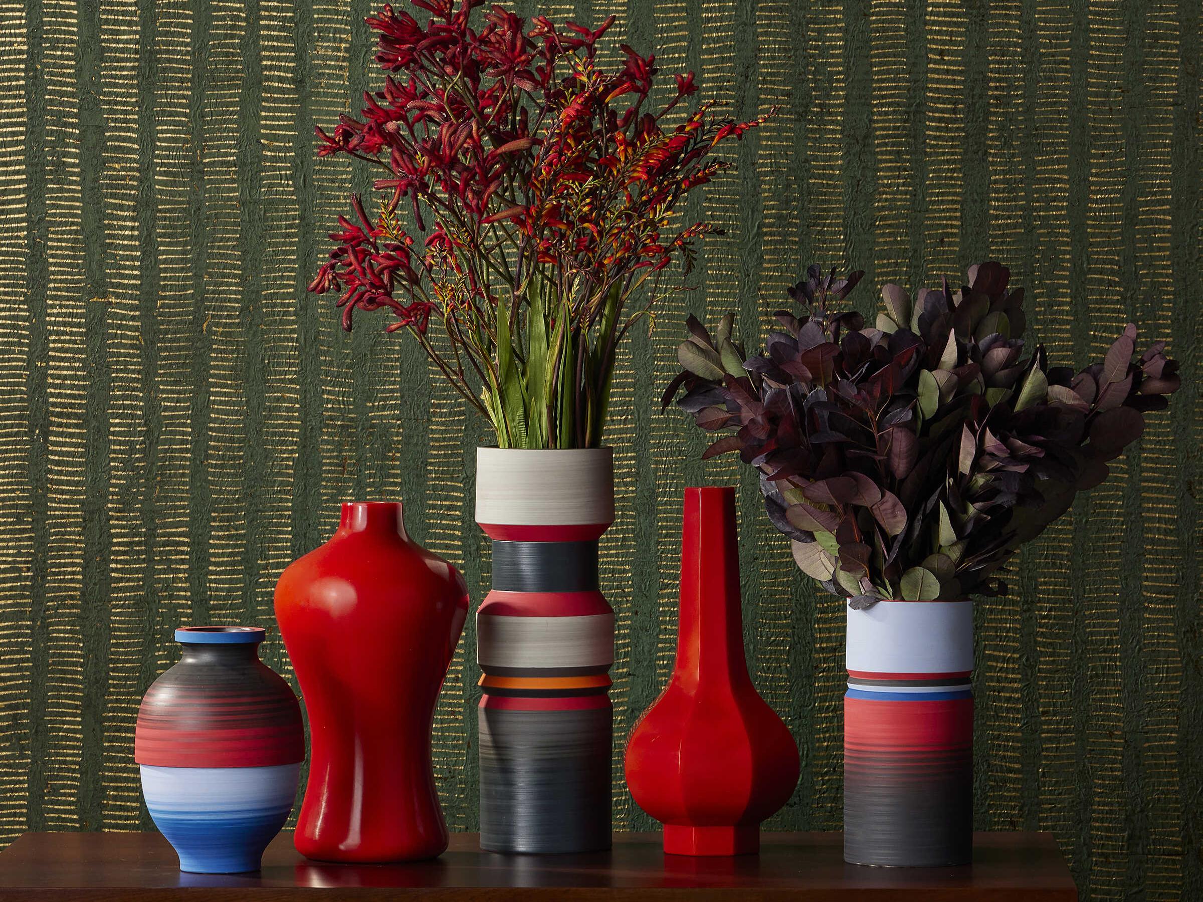 Currey & Company Bittersweet Coral Orange Peking Long Neck Vase