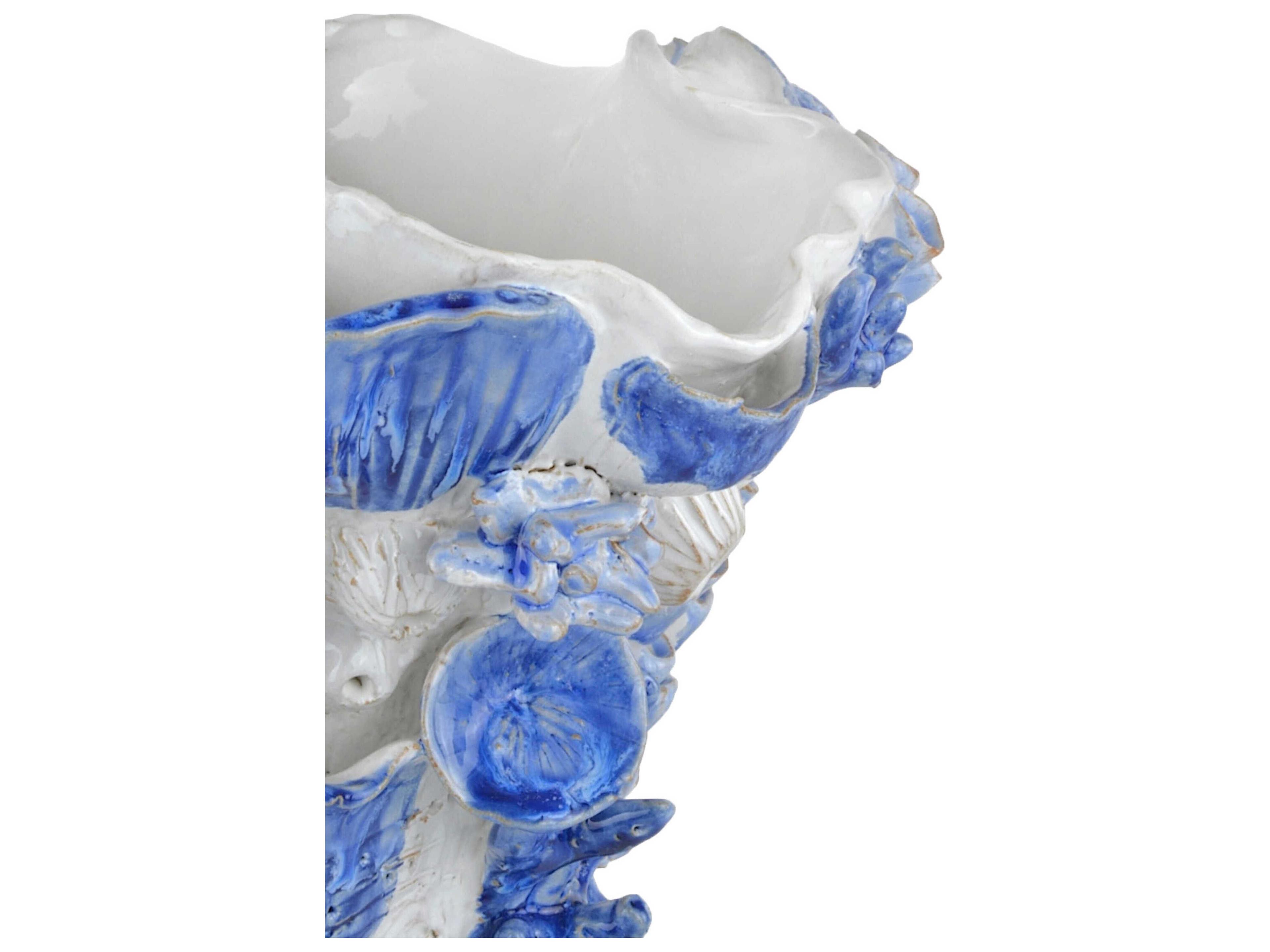 Currey & Company Coral Reef White Blue Vase