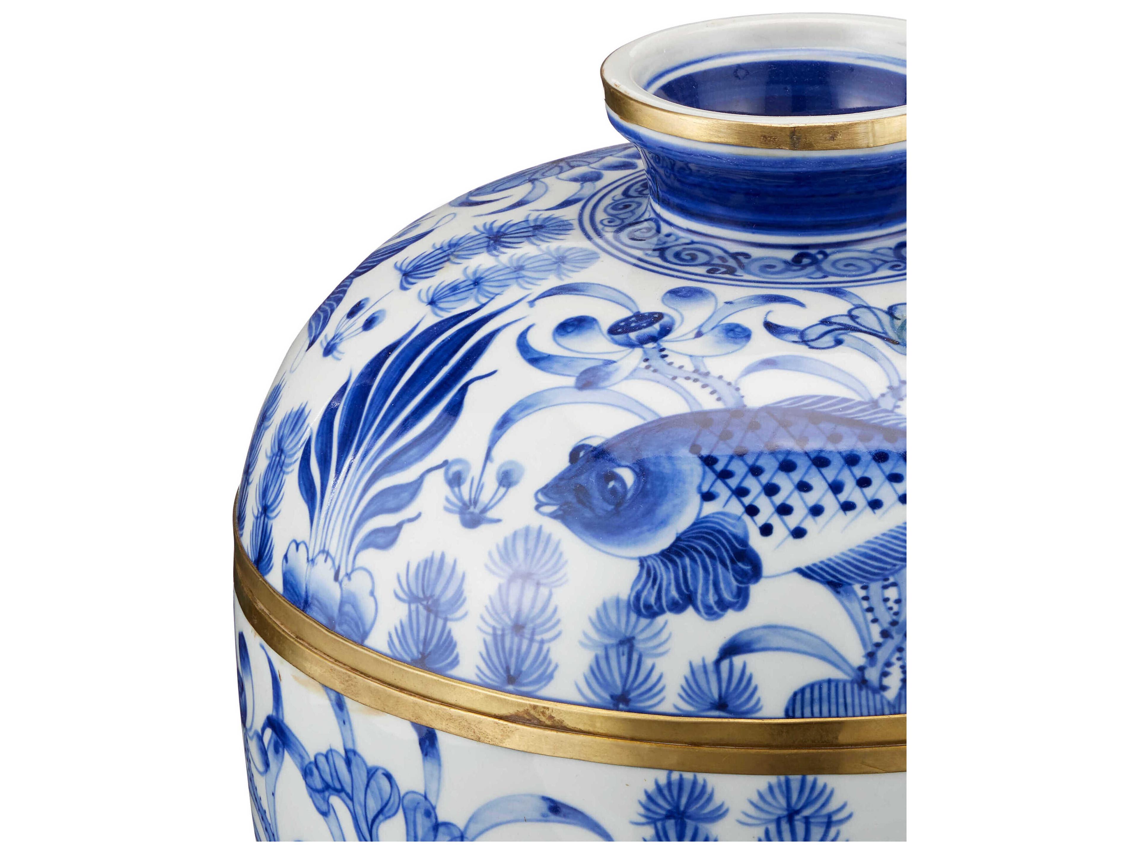 Currey & Company Blue White Rice Tureen (Set of 3)