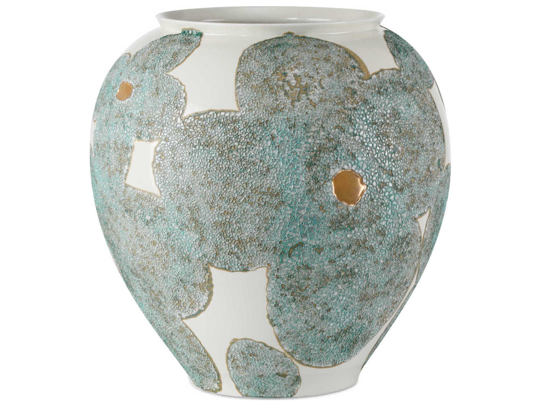 Currey & Company Bloom Blue Ivory Vase