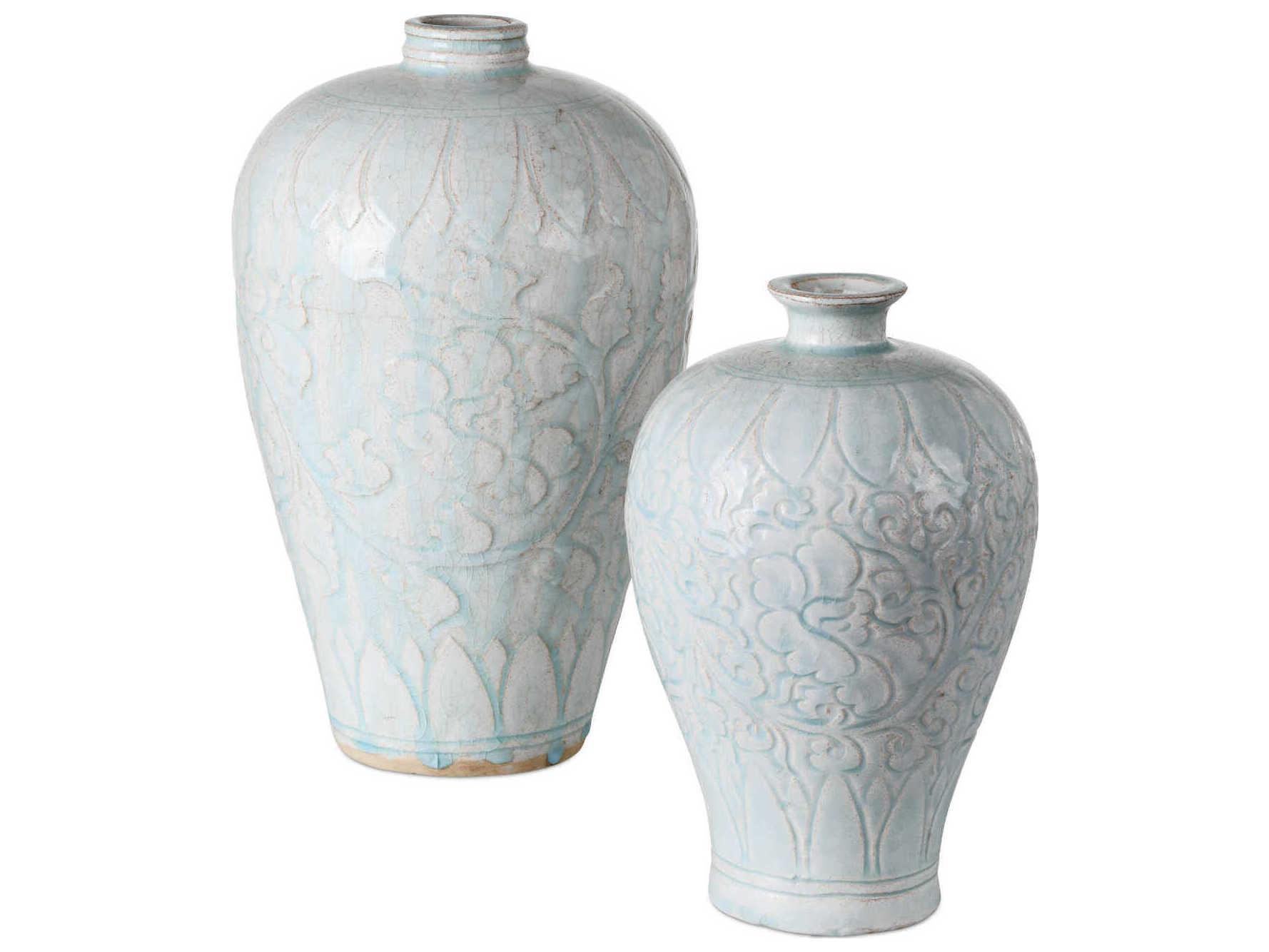 Currey & Company Nanjing Light Blue Vases Set of 2