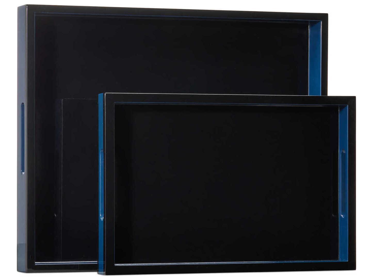 Currey & Company Navy Lacquer Tray Set of 2