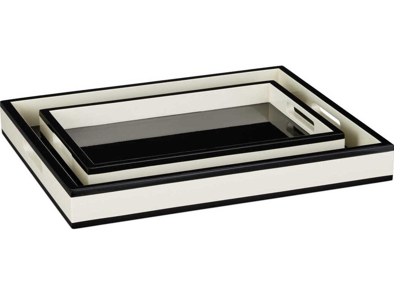 Currey & Company Ivory Lacquer Tray Set of 2