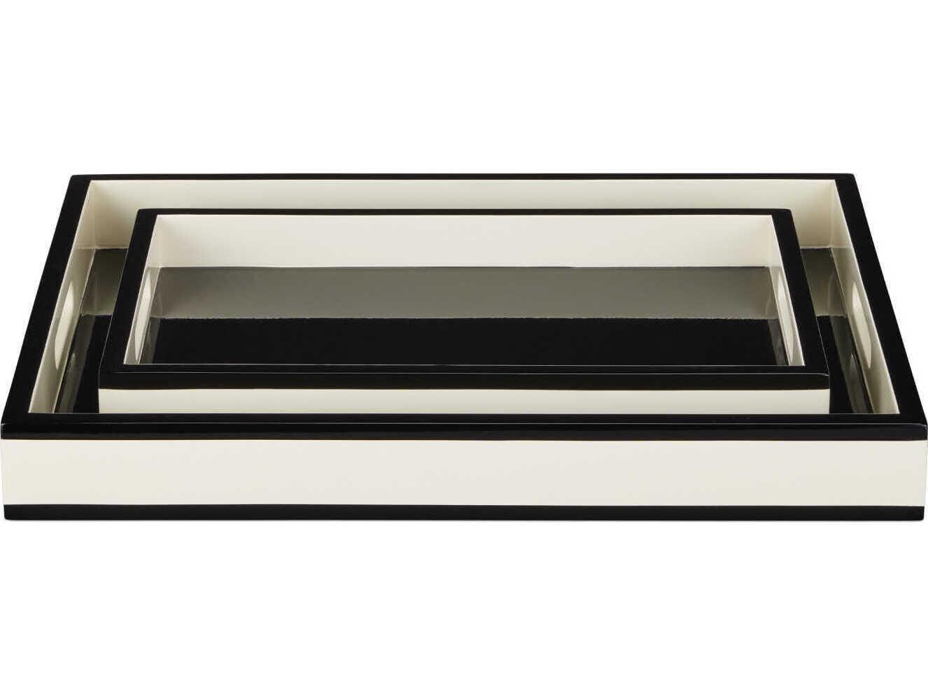 Currey & Company Ivory Lacquer Tray Set of 2