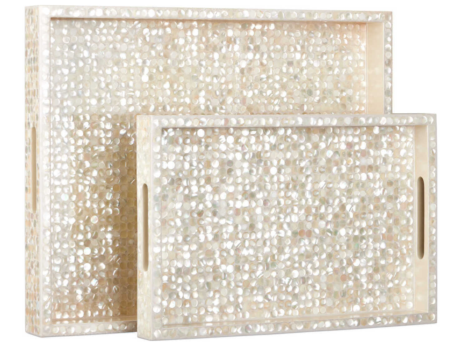 Currey & Company Gerri Dot Mother of Pearl Tray Set of 2