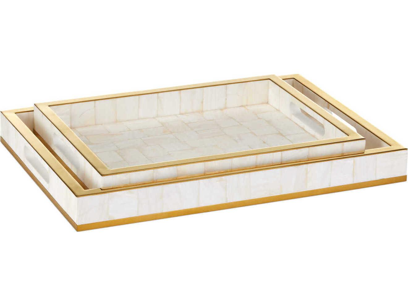 Currey & Company Casey Mother of Pearl Tray Set of 2