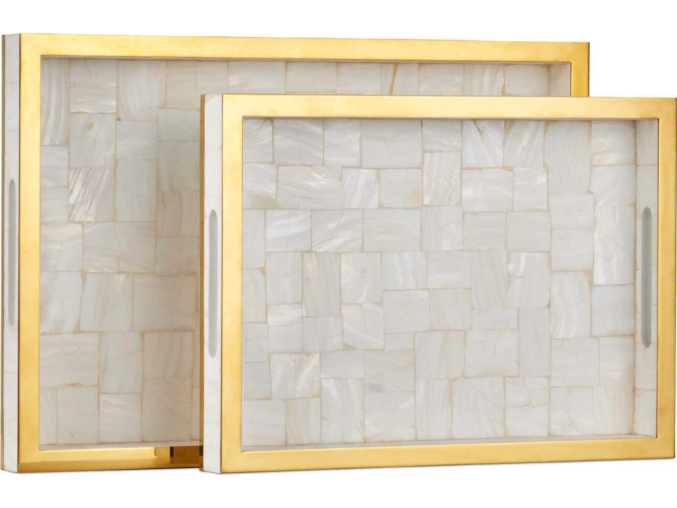 Currey & Company Casey Mother of Pearl Tray Set of 2