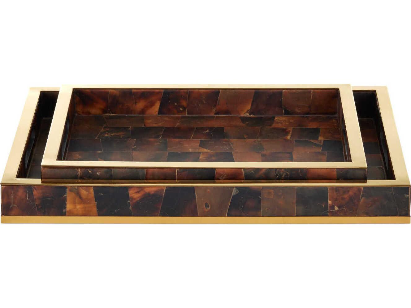 Currey & Company Casey Brown Tray Set of 2