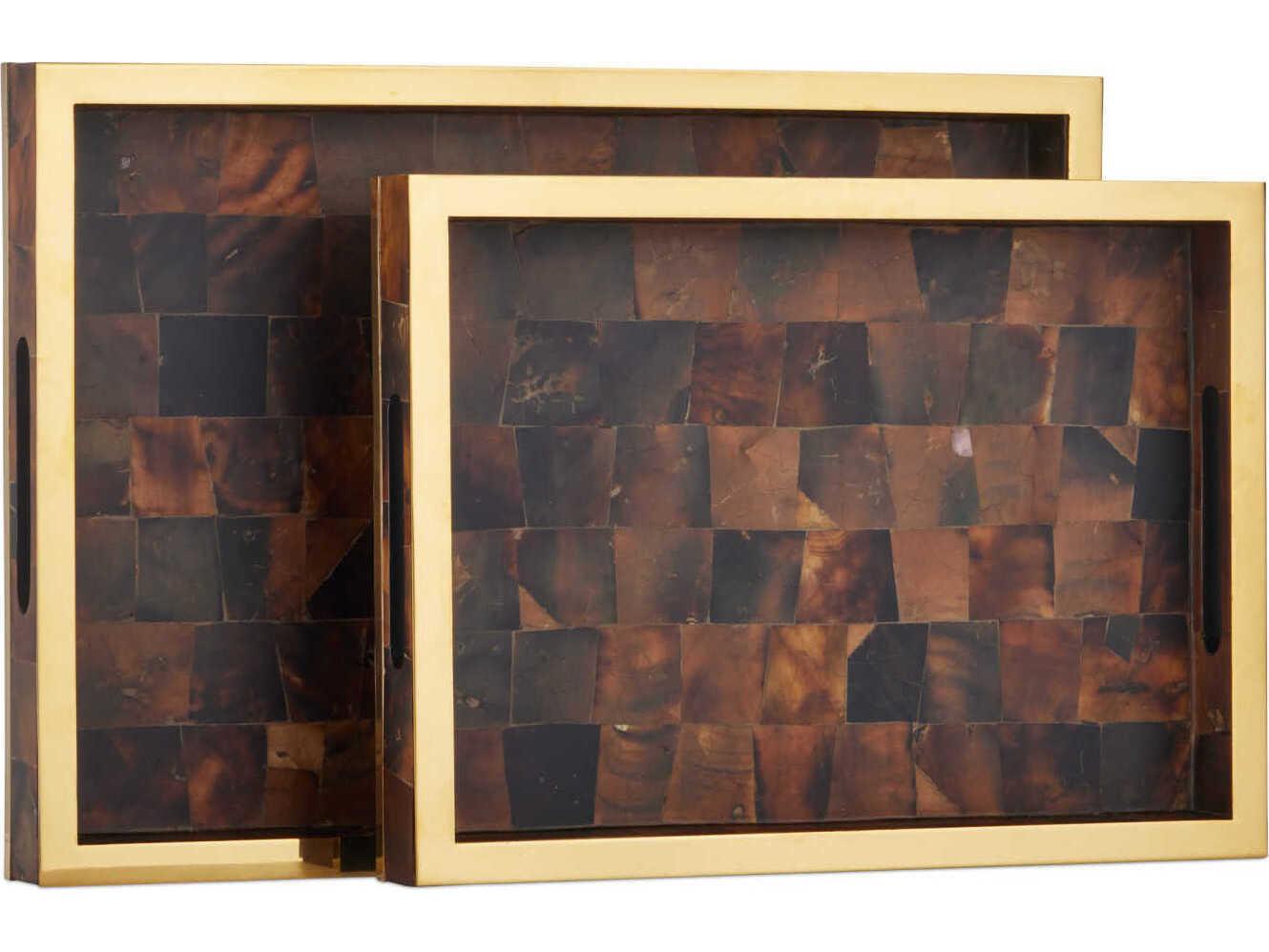 Currey & Company Casey Brown Tray Set of 2