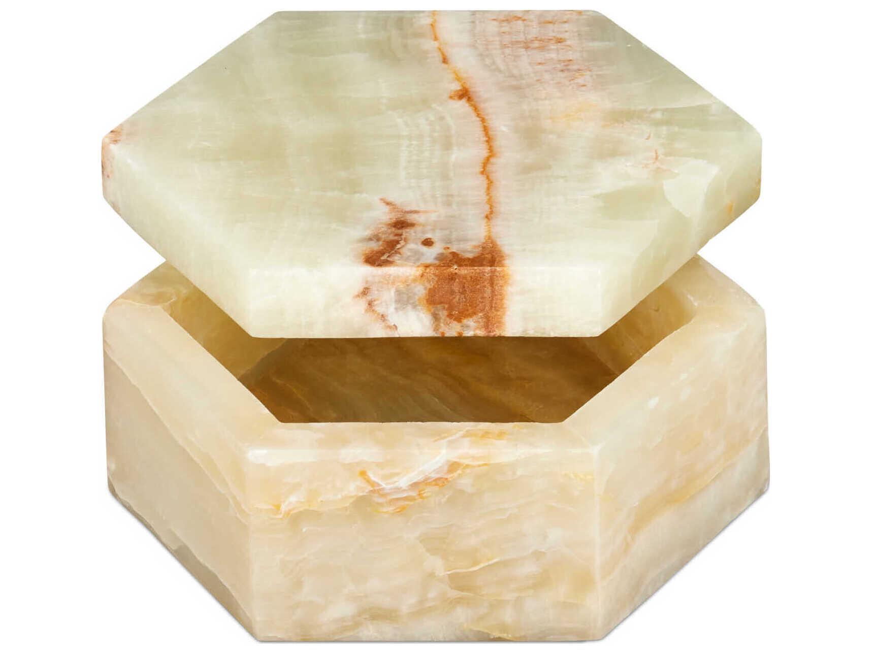 Currey & Company Arco Green Onyx Hexagon Box