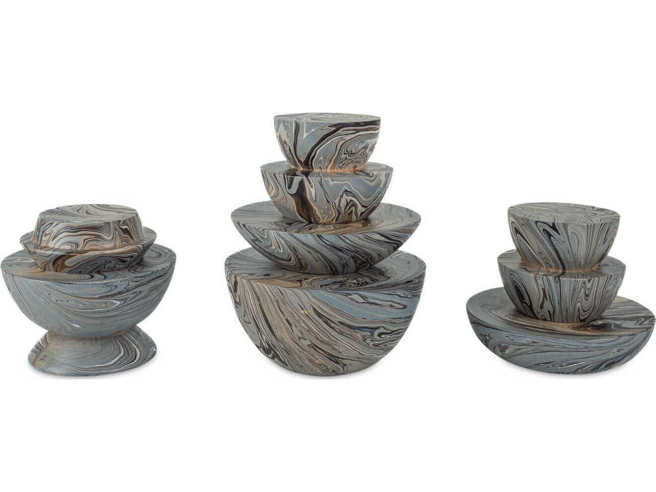 Currey & Company Marbleized Stacking Box Set of 3