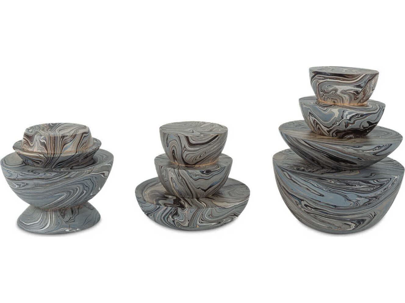 Currey & Company Marbleized Stacking Box Set of 3