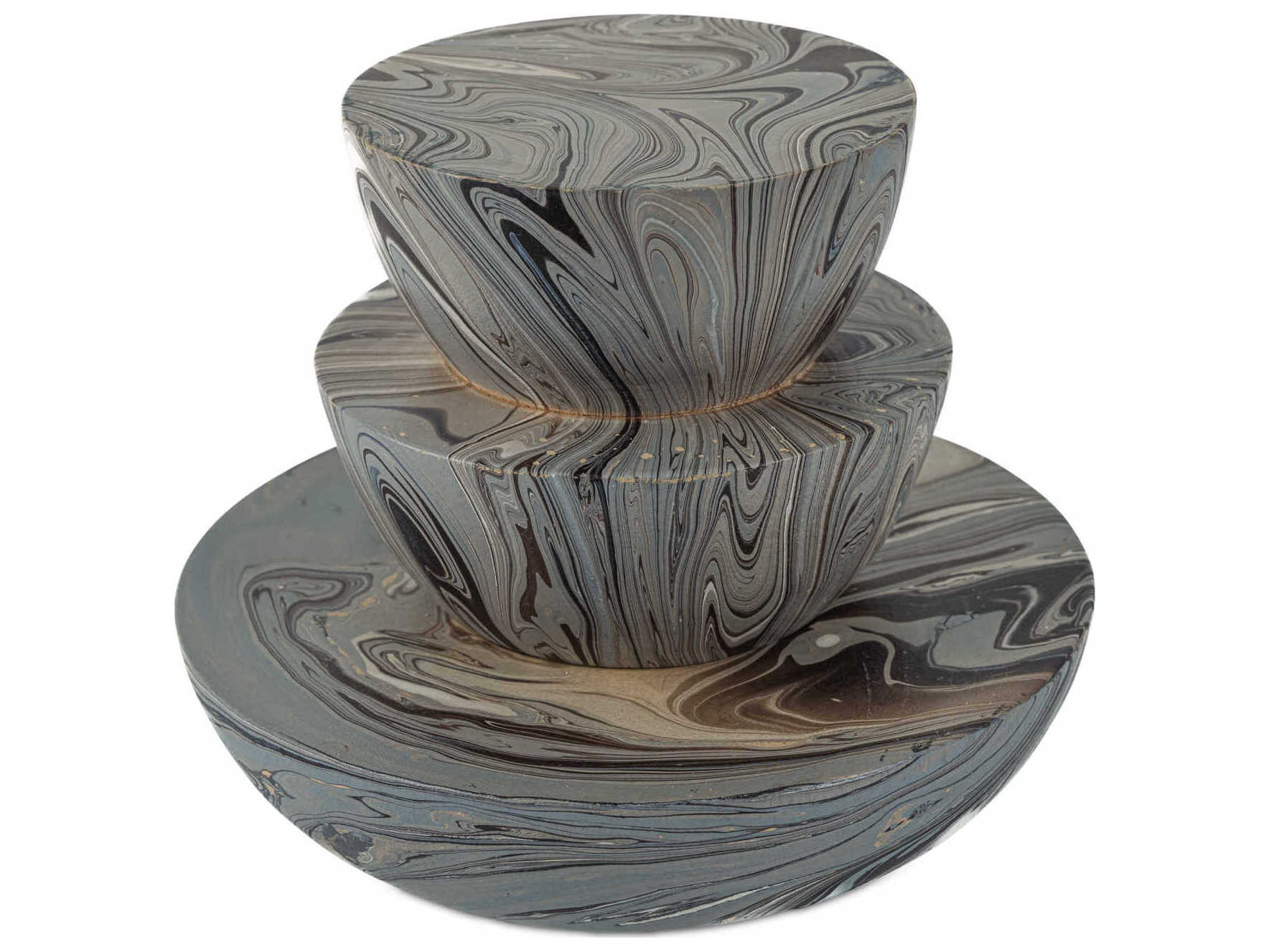 Currey & Company Marbleized Stacking Box Set of 3