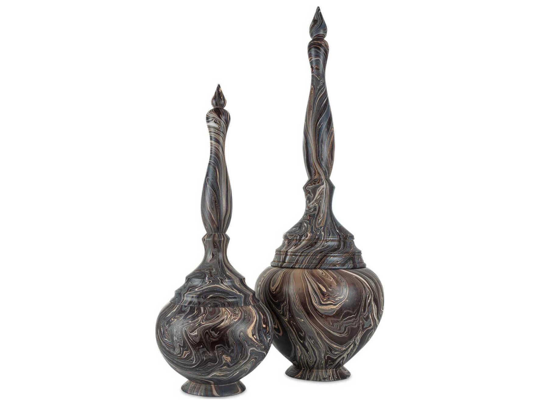 Currey & Company Marbleized Short Turret Box