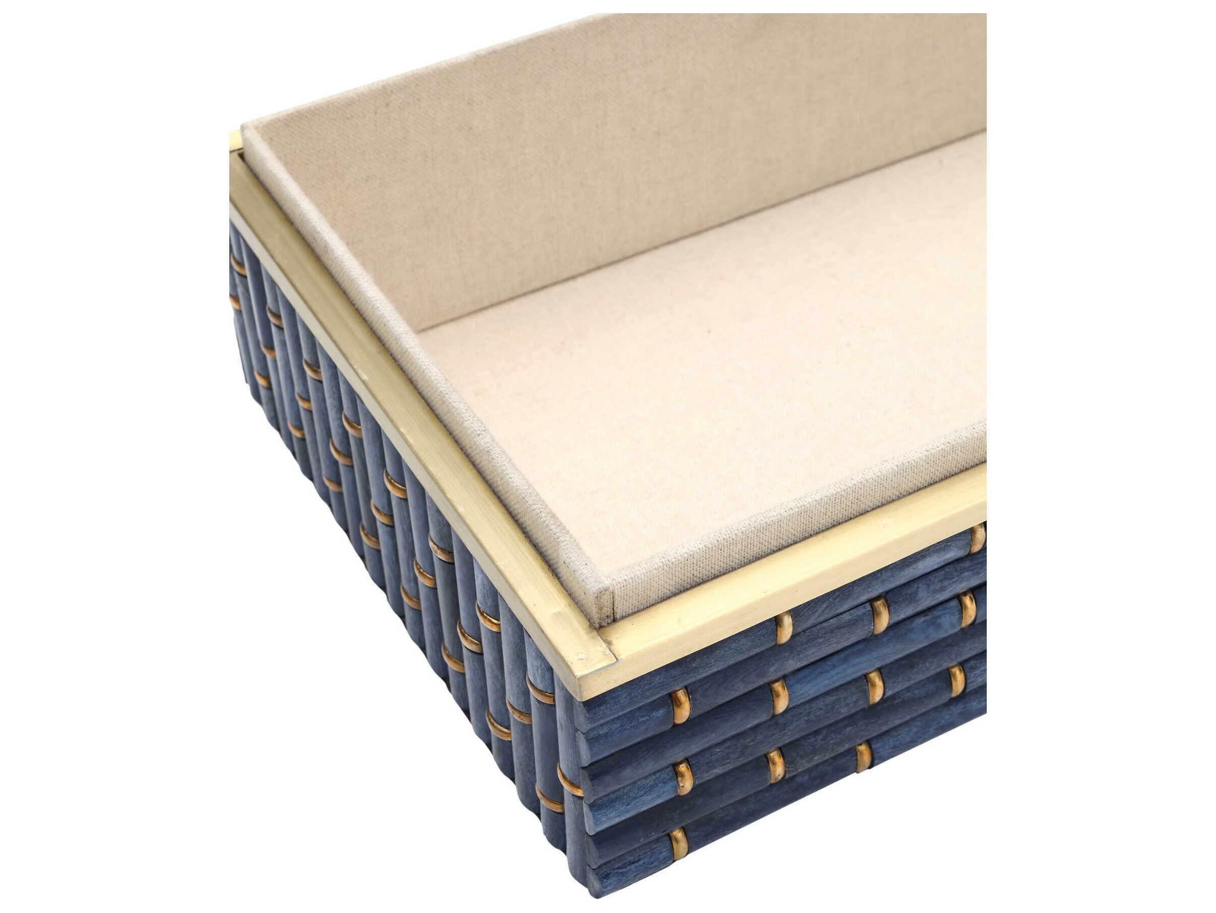 Currey & Company Midnight Bamboo Blue Brass Box Set of 2