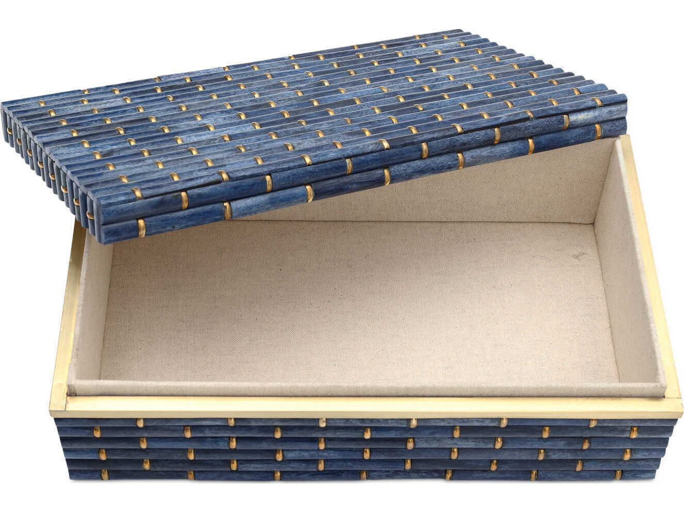 Currey & Company Midnight Bamboo Blue Brass Box Set of 2