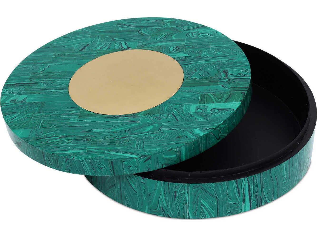 Currey & Company Transformation Marbled Green Brushed Brass Box