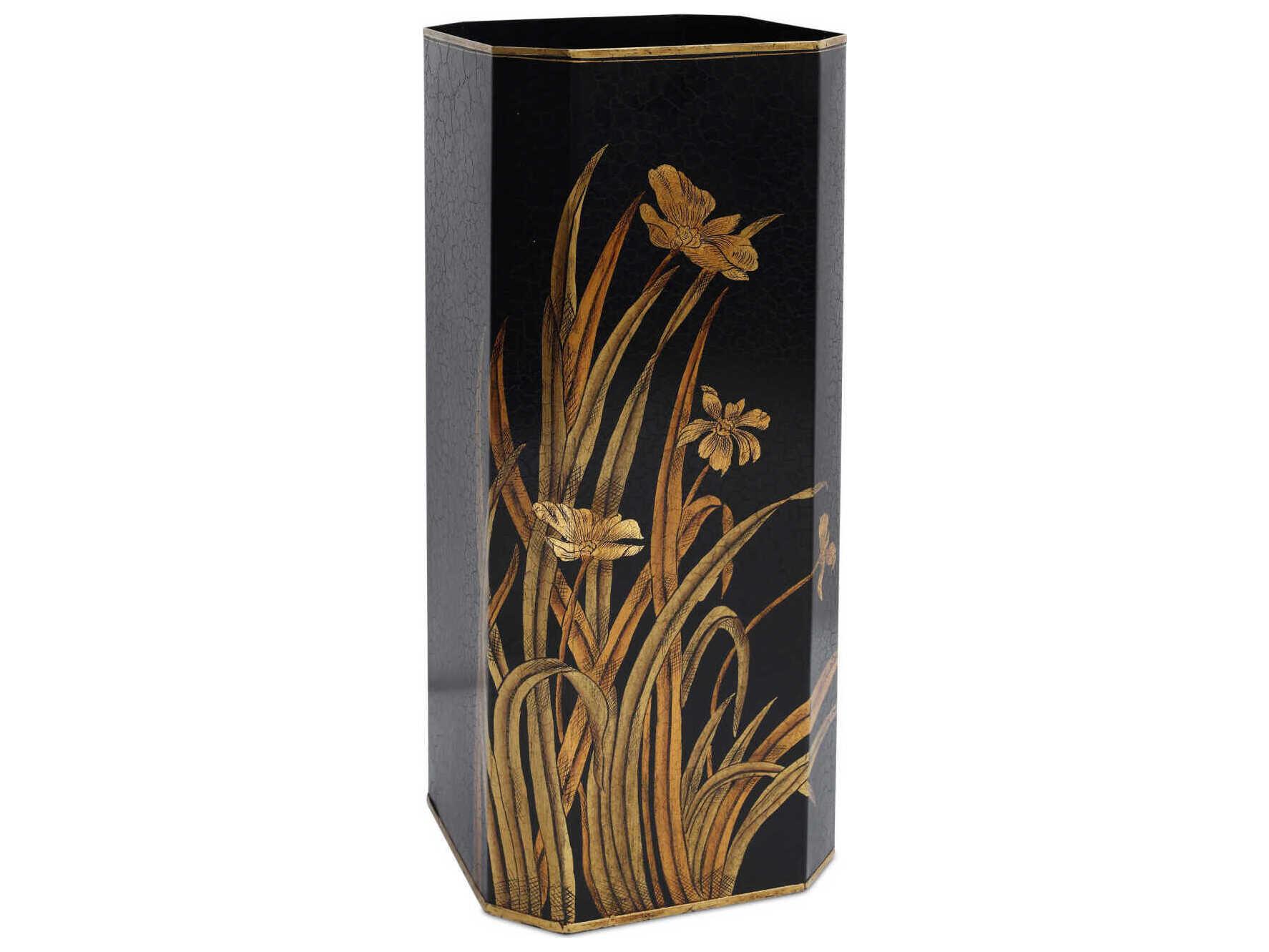 Currey & Company Glasshouse Black Gold Umbrella Stand