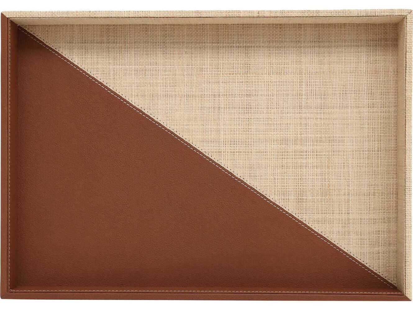 Currey & Company Leather Raffia Tray Set of 2