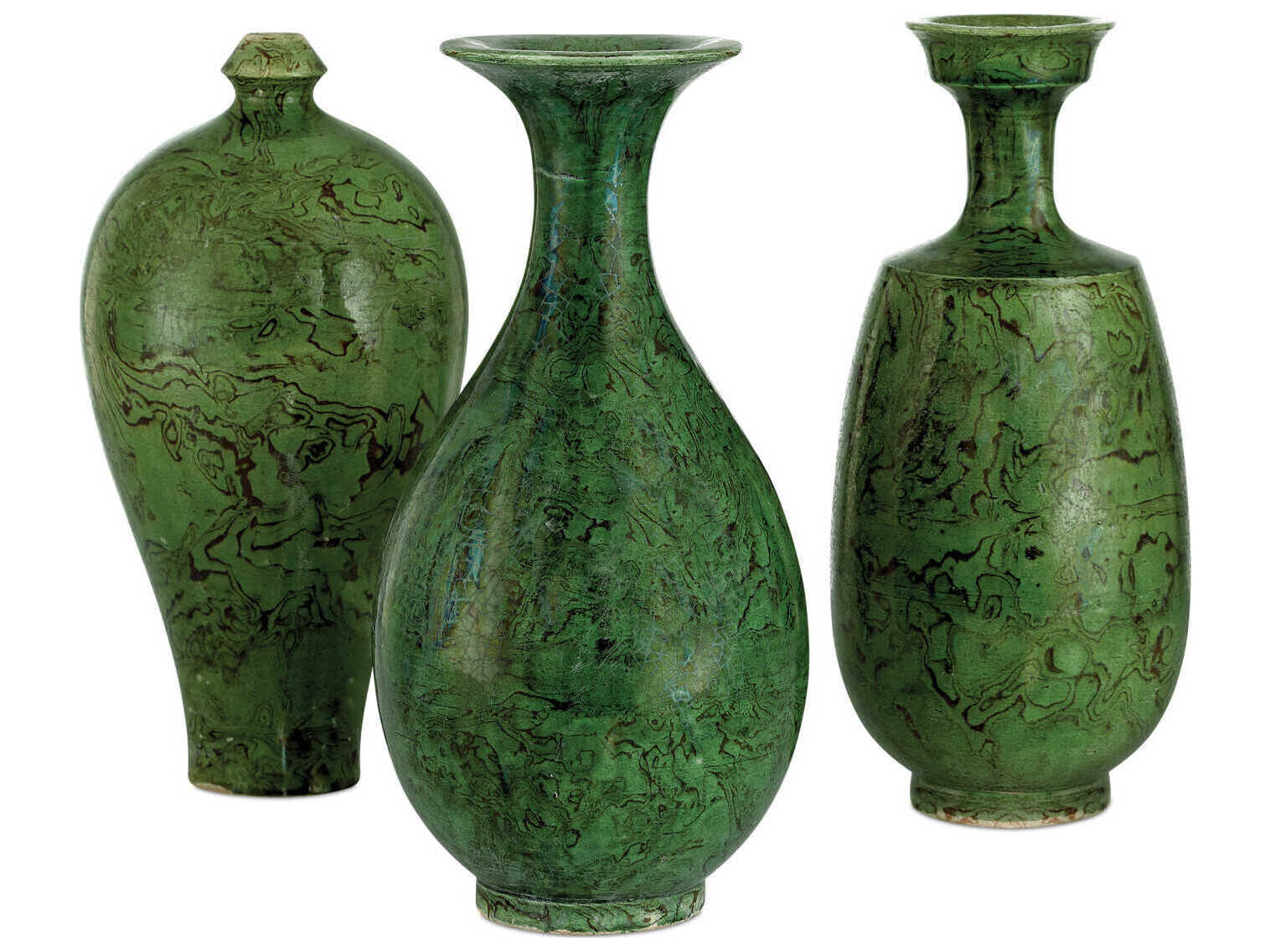 Currey & Company Romulus Green Vase Set of 3