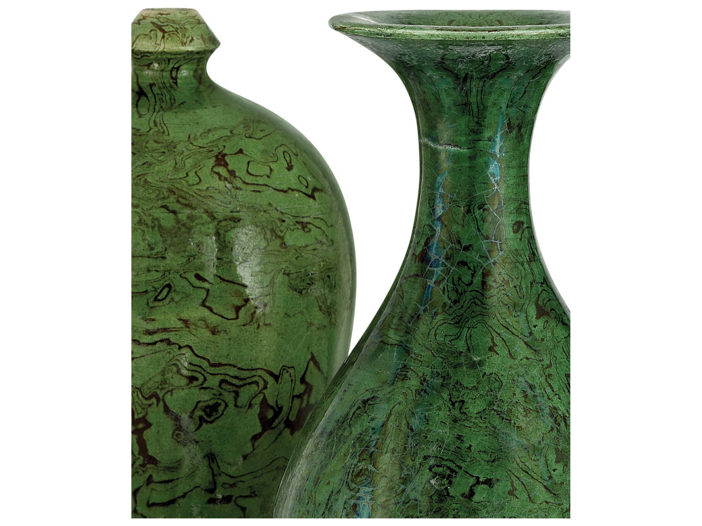 Currey & Company Romulus Green Vase Set of 3