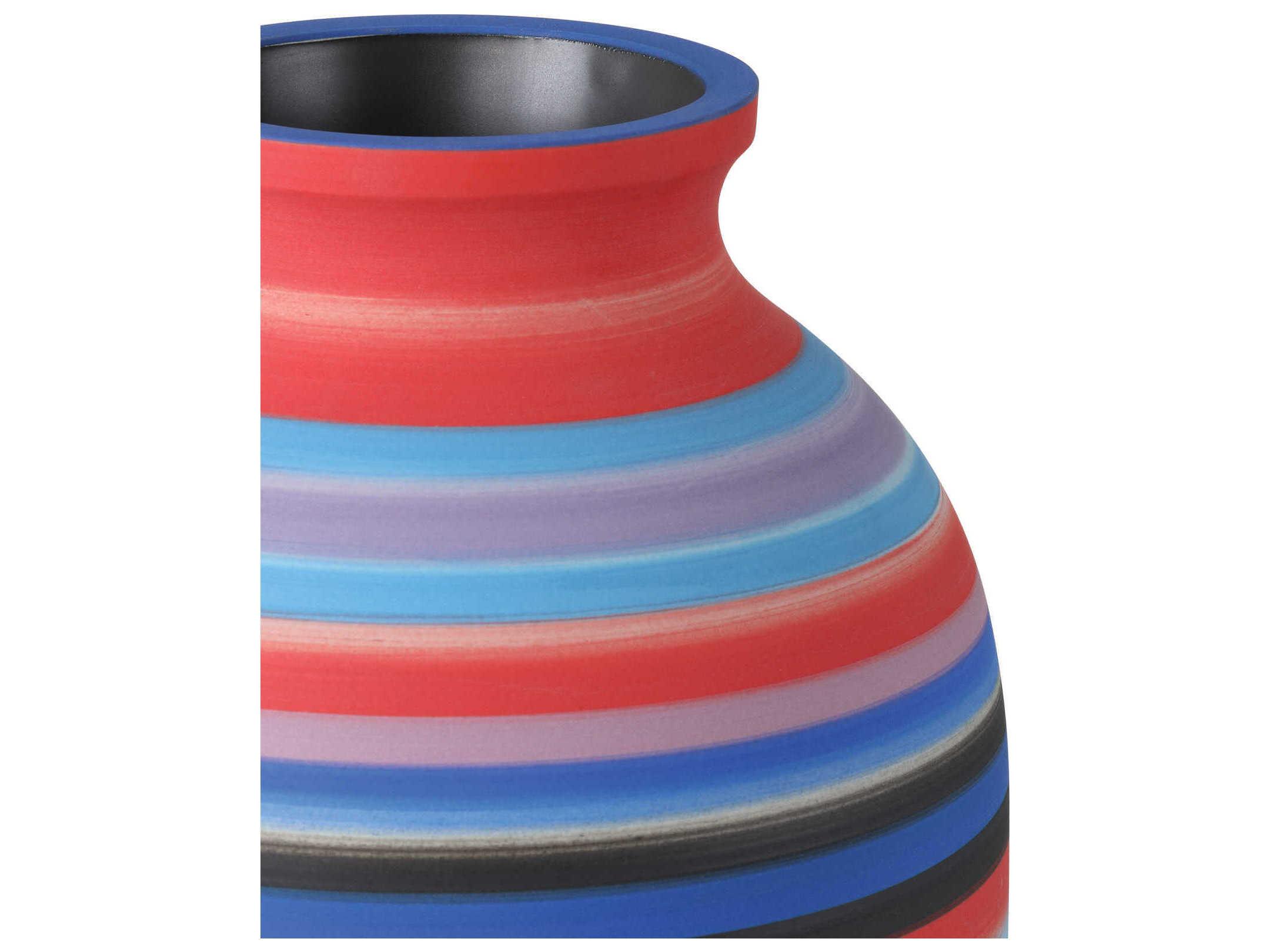 Currey & Company Happy 80 Bright Blue Red Vase