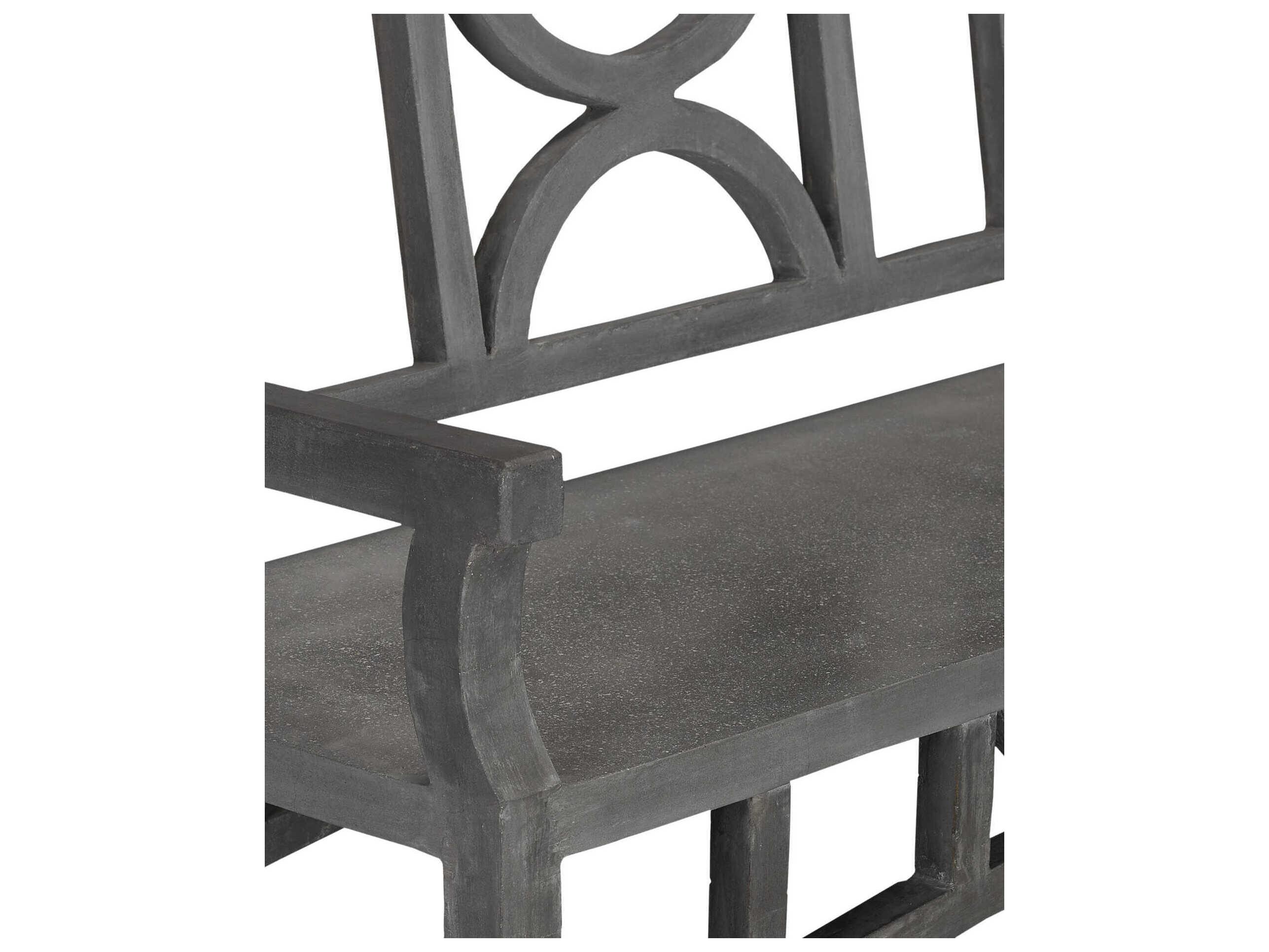 Currey & Company Colesden Dark Gray Faux Bois Accent Bench