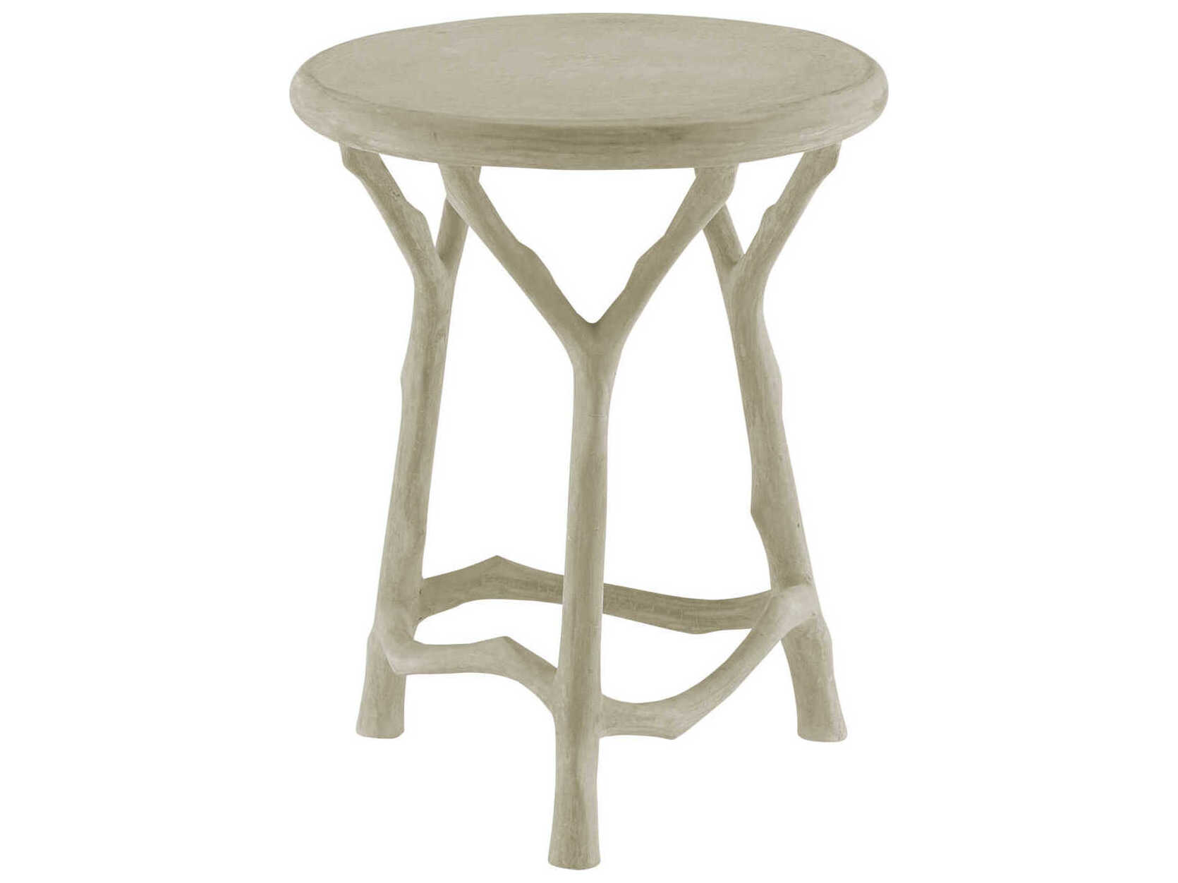 Currey & Company Hidcote Round Concrete Portland Faux Bois End Table