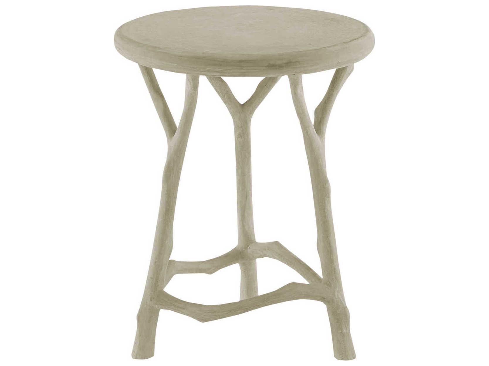 Currey & Company Hidcote Round Concrete Portland Faux Bois End Table