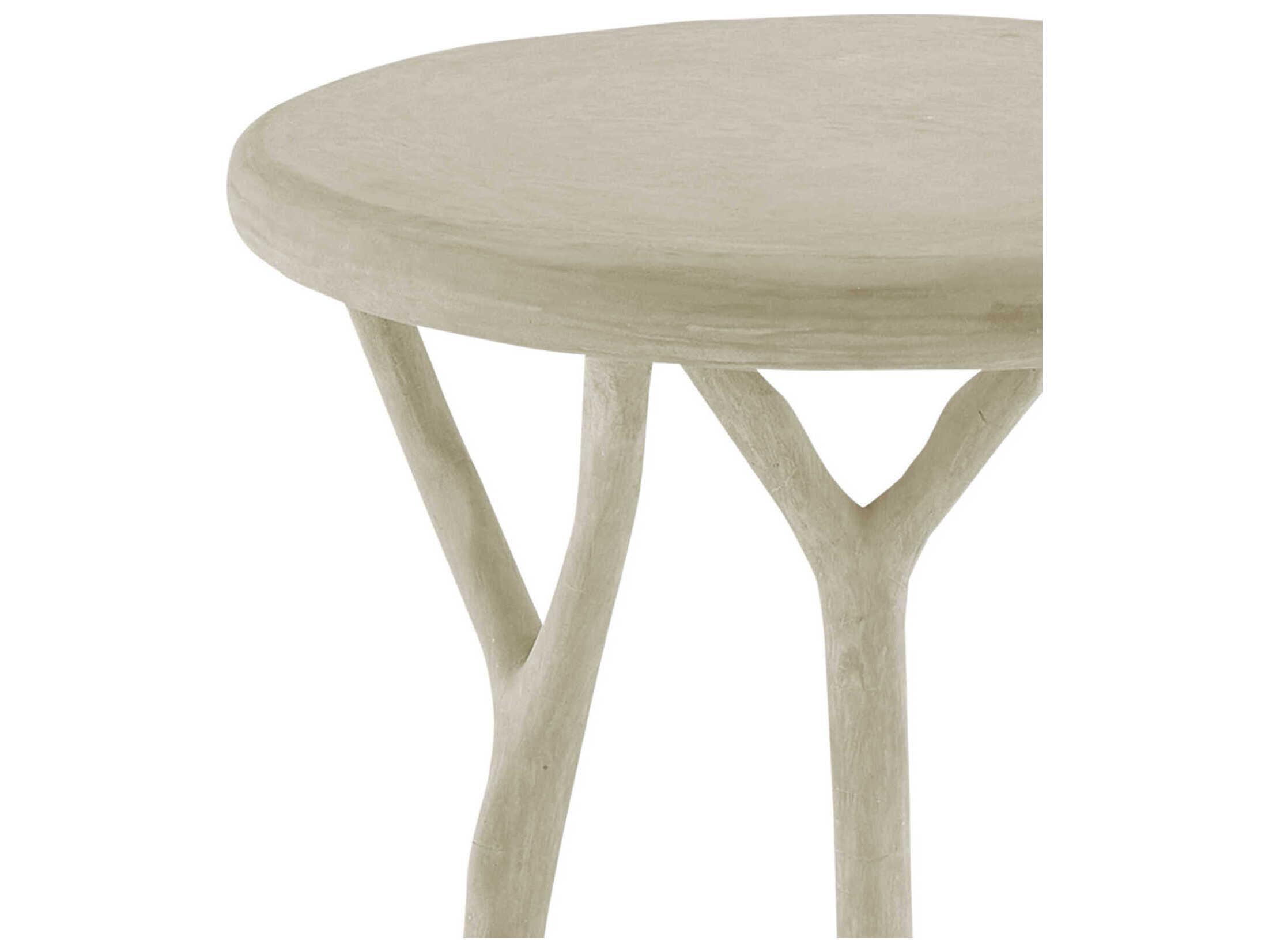 Currey & Company Hidcote Round Concrete Portland Faux Bois End Table