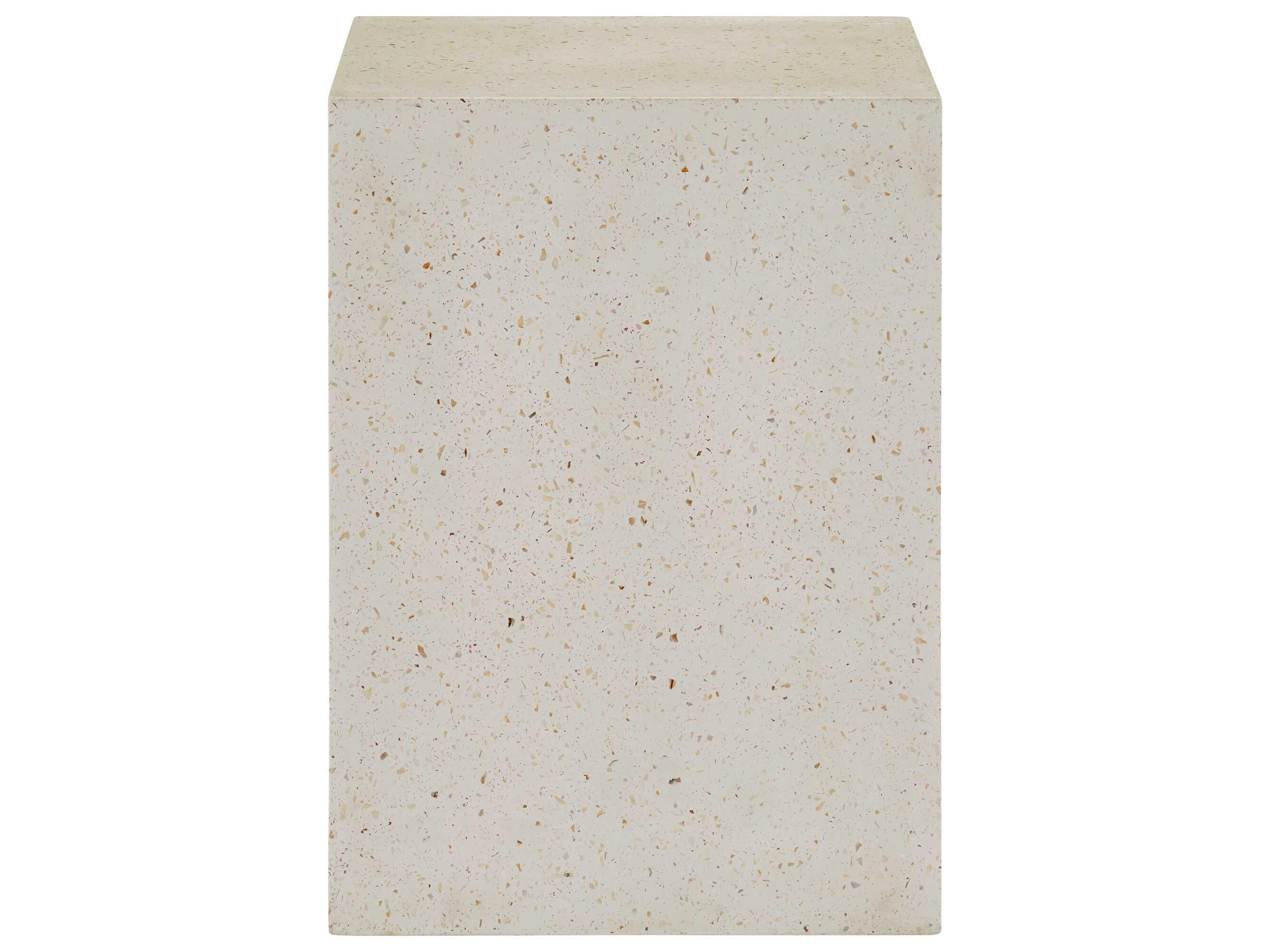 Currey & Company Carson 16" Square Concrete Ivory Terrazzo End Table