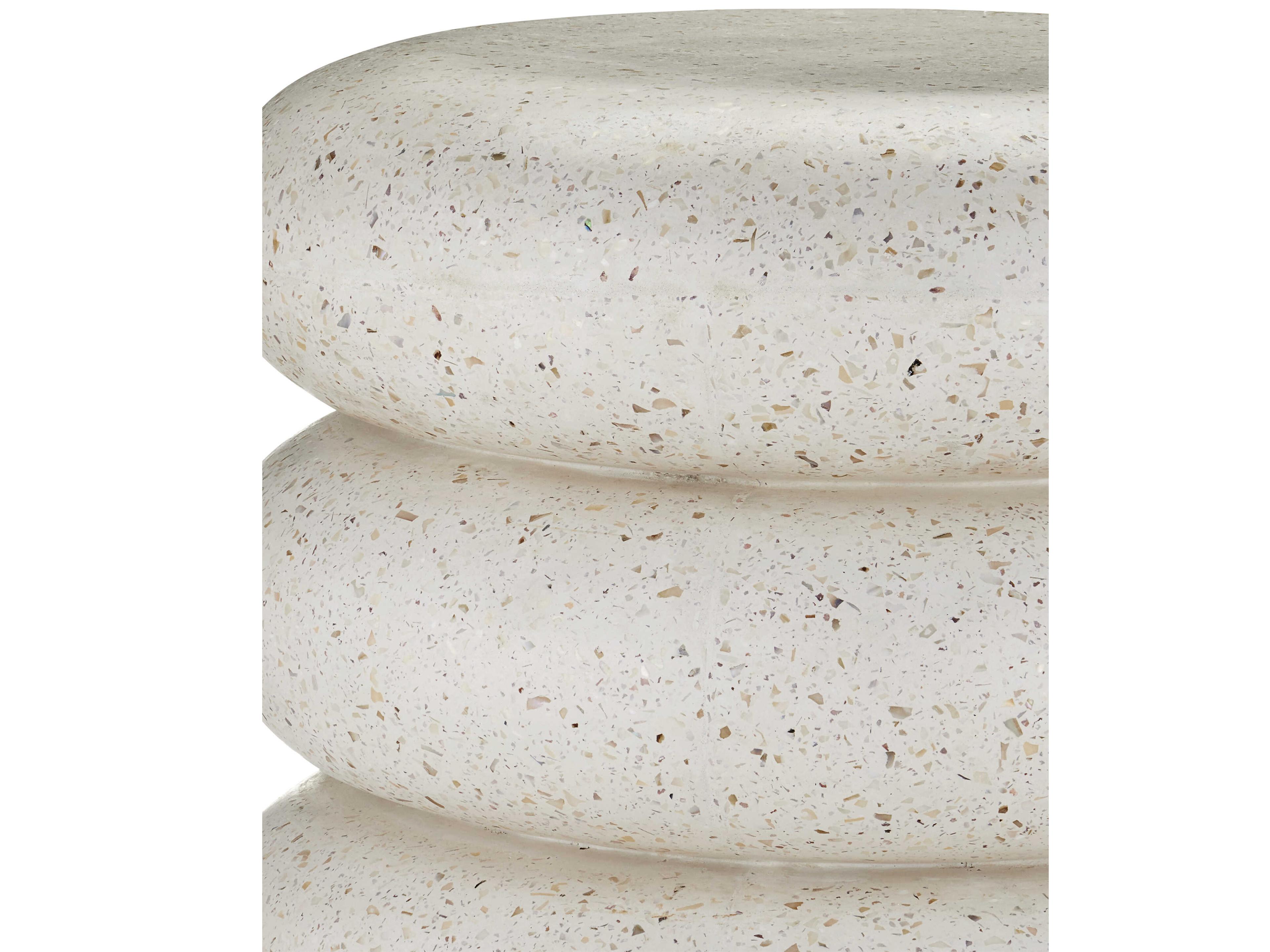 Currey & Company Cusani 20" Ivory Terrazzo Beige Accent Stool